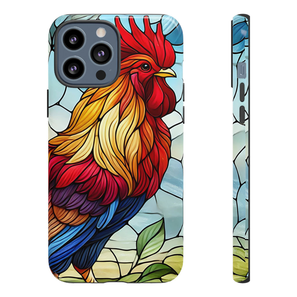 Colorful Stained Glass Rooster Android Case, Tough Protective Phone Cover, Farmhouse Decor Protective Phone Case, Unique Chicken Design