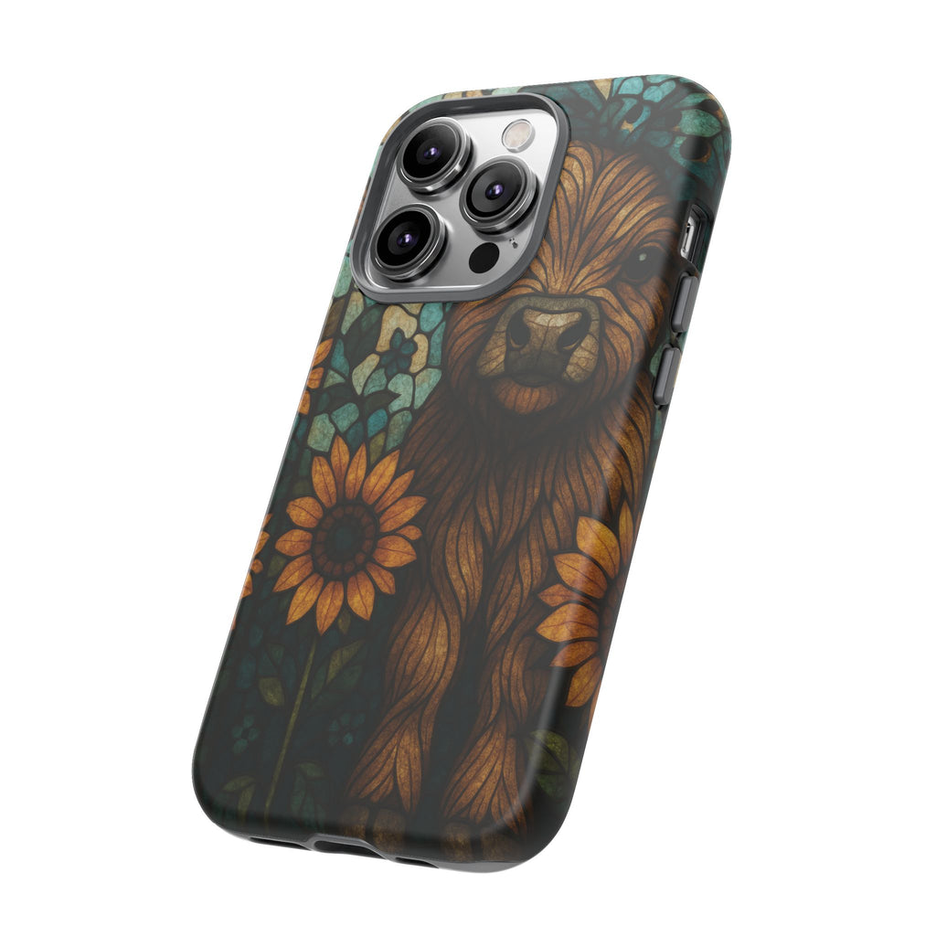 Stained Glass Baby Cow Phone Case – Sunflower Farmhouse Animal Design