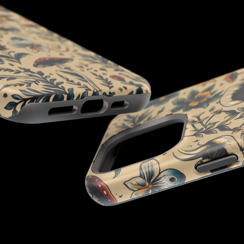 Vintage Botanical Mushroom Phone Case – MagSafe-Compatible Cover