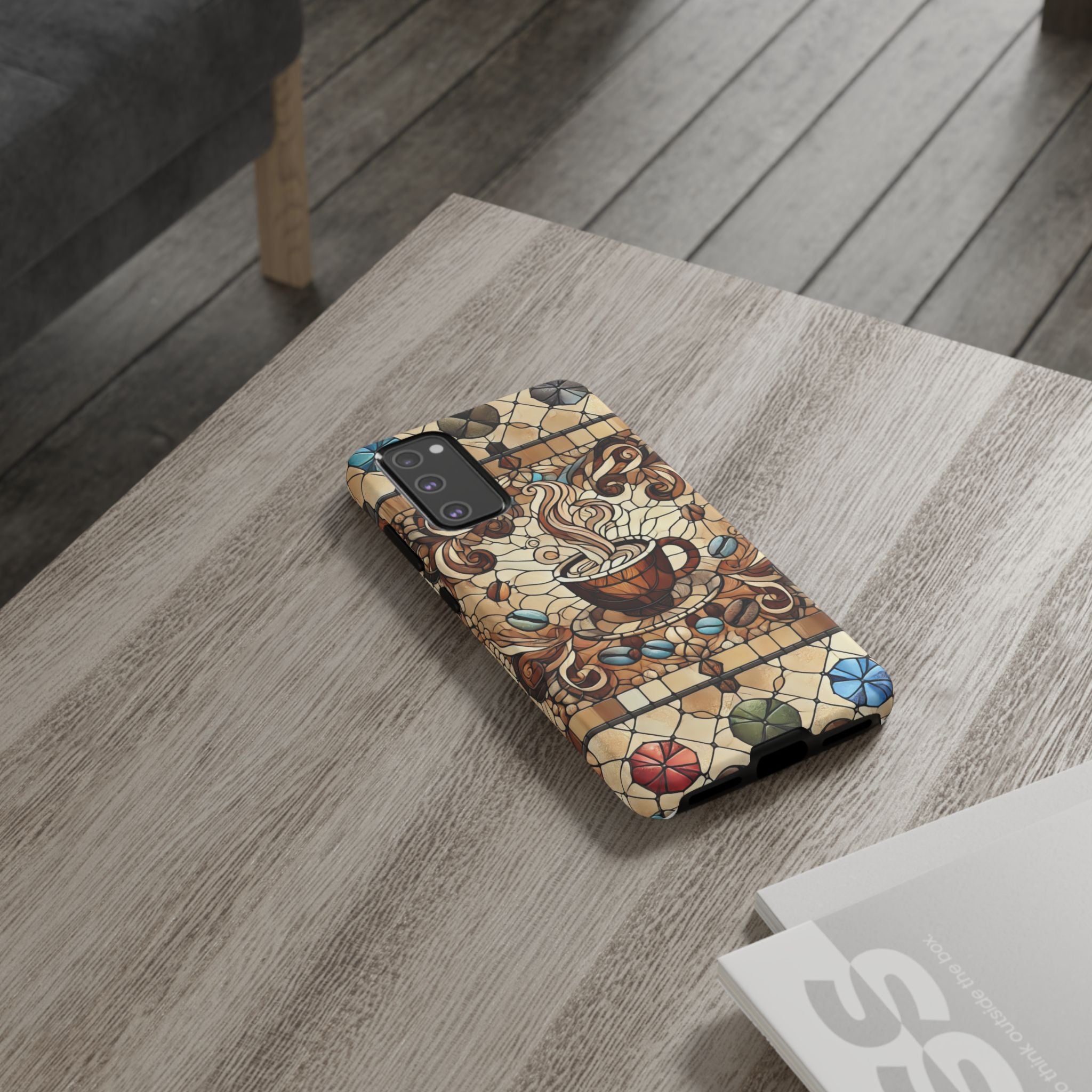 Stained Glass Coffee Android Phone Case – Shockproof TPU, 3D Wrap