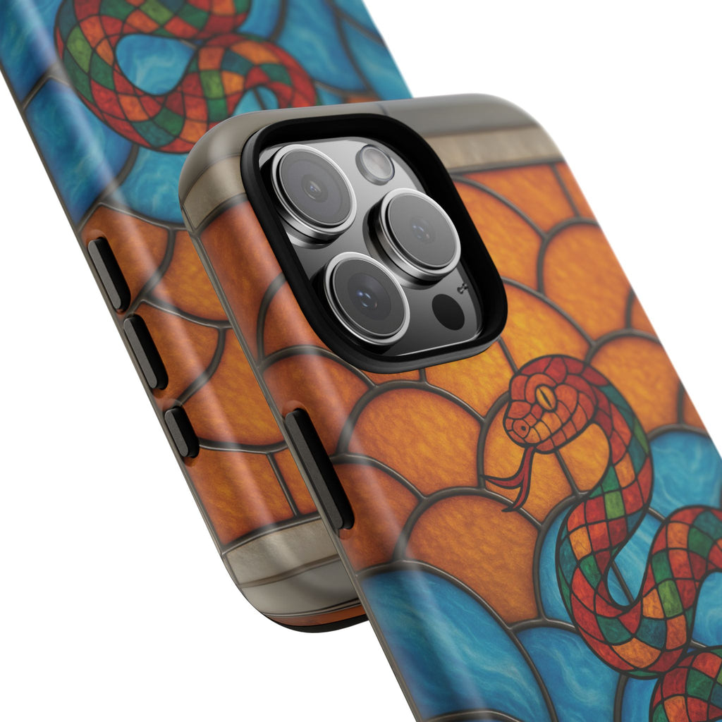 Snakes Are Beautiful Stained Glass Phone Case, Colorful Reptile Design Phone Cover, Nature Lovers Reptile Phone Case, Danger Noodle Case