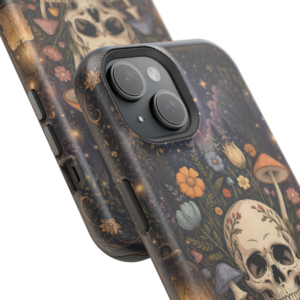 Skull & Mushroom Phone Case – Gothic MagSafe-Compatible Impact-Resistant Case