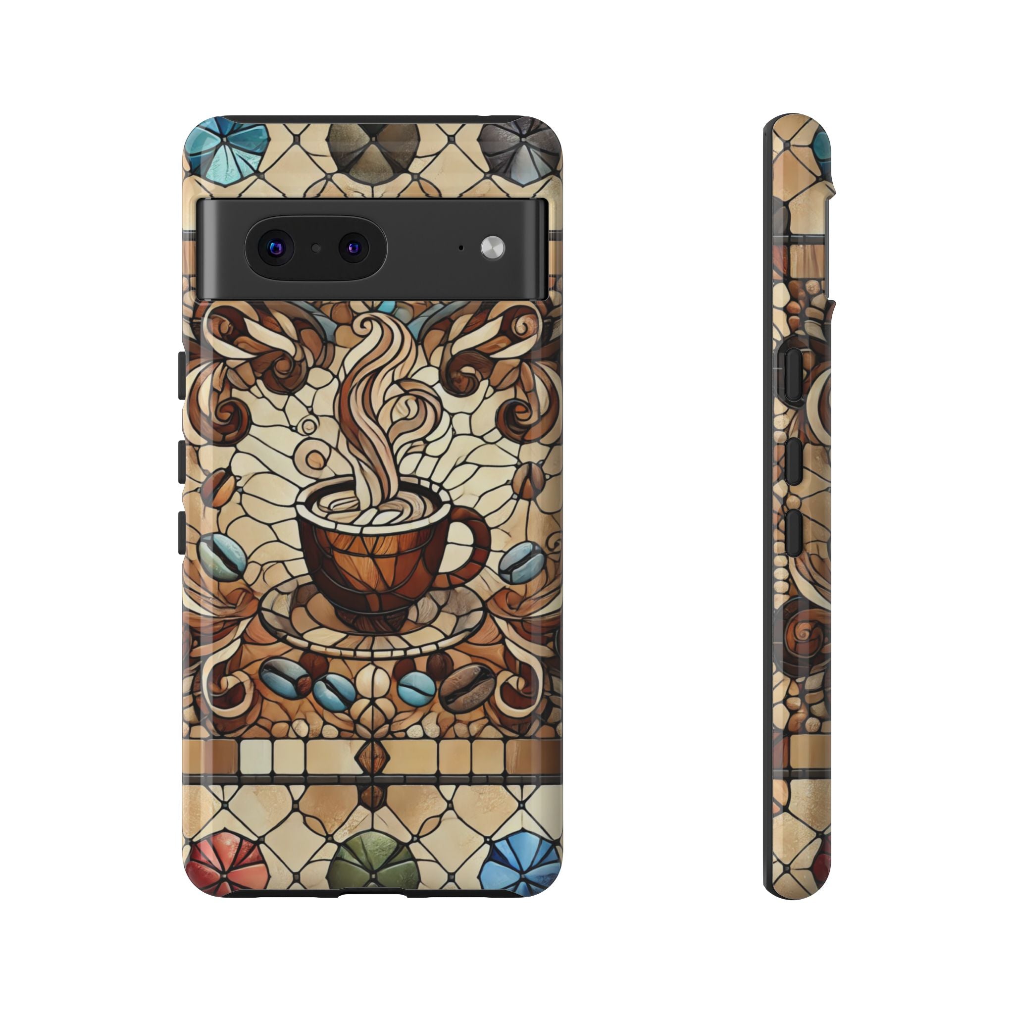 Stained Glass Coffee Android Phone Case – Shockproof TPU, 3D Wrap
