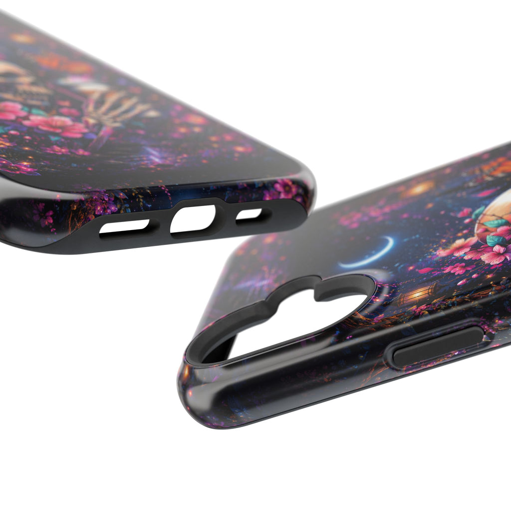 Skull & Cherry Blossom Phone Case – Floral Gothic MagSafe Cover