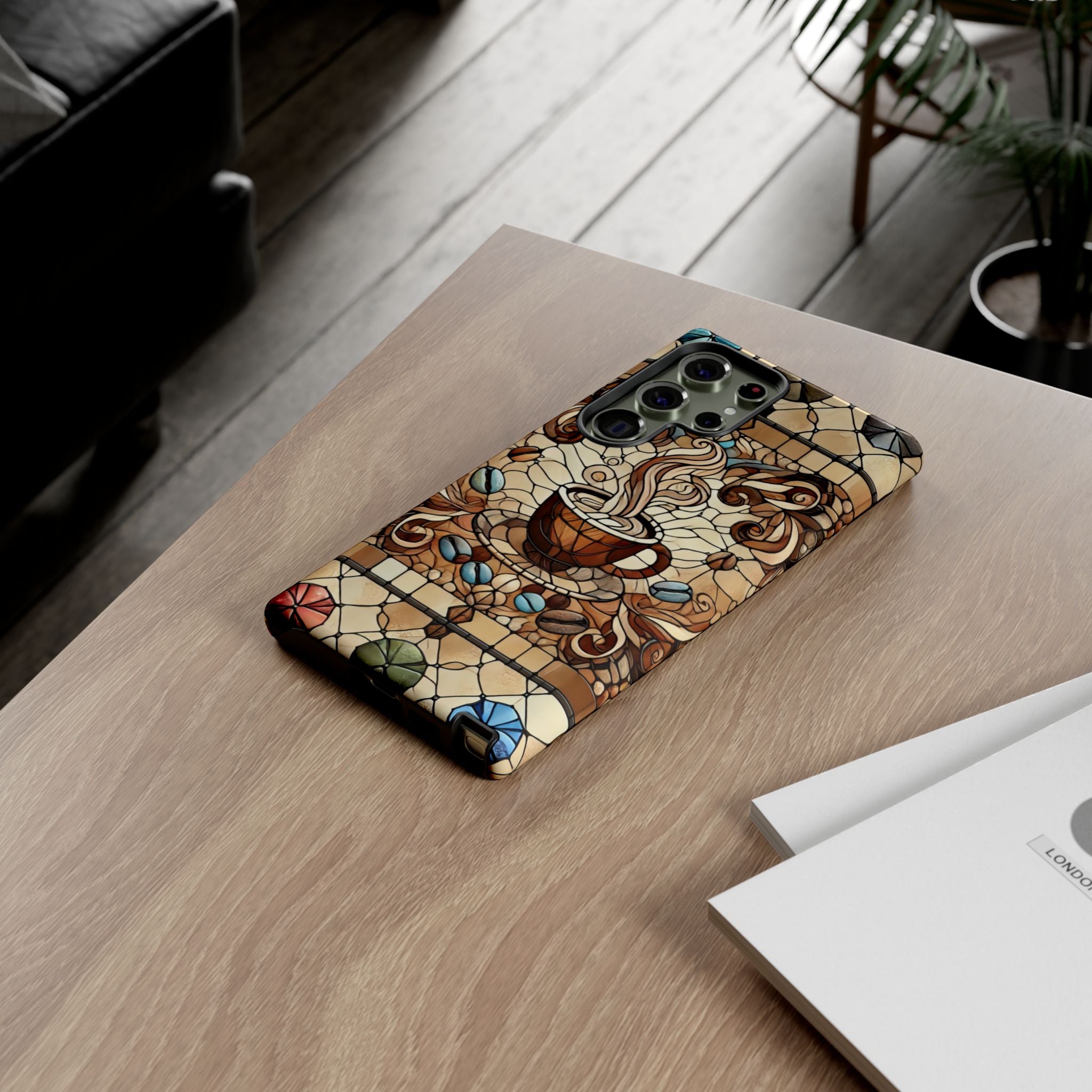 Stained Glass Coffee Android Phone Case – Shockproof TPU, 3D Wrap