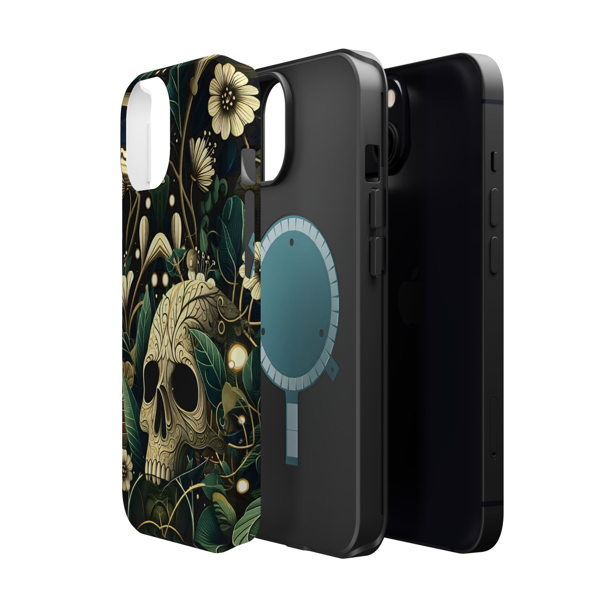 Floral Skull Phone Case – Botanical Gothic MagSafe-Compatible Cover