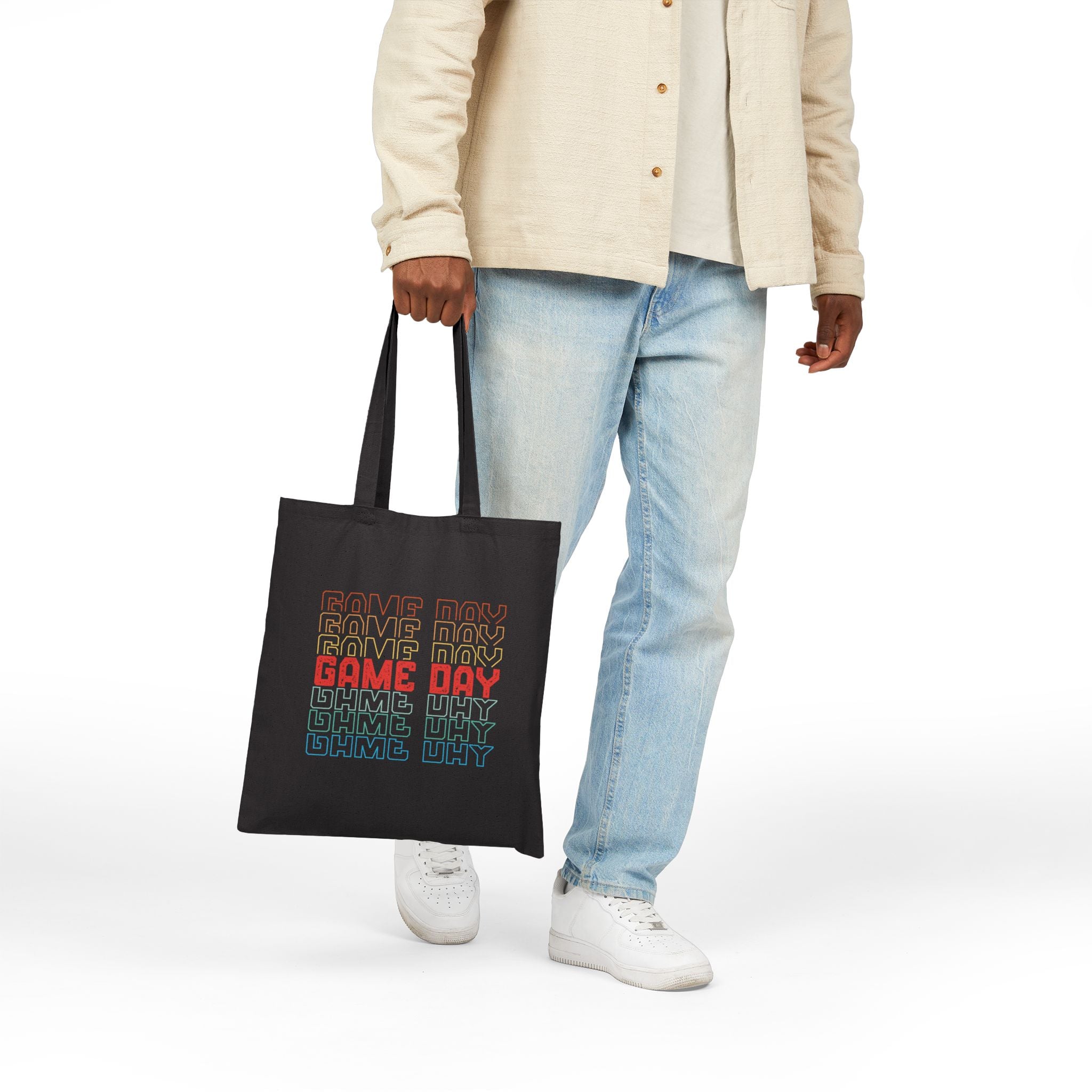 Retro Game Day Cotton Canvas Tote Bag, Reusable Shopping or Laptop Bag