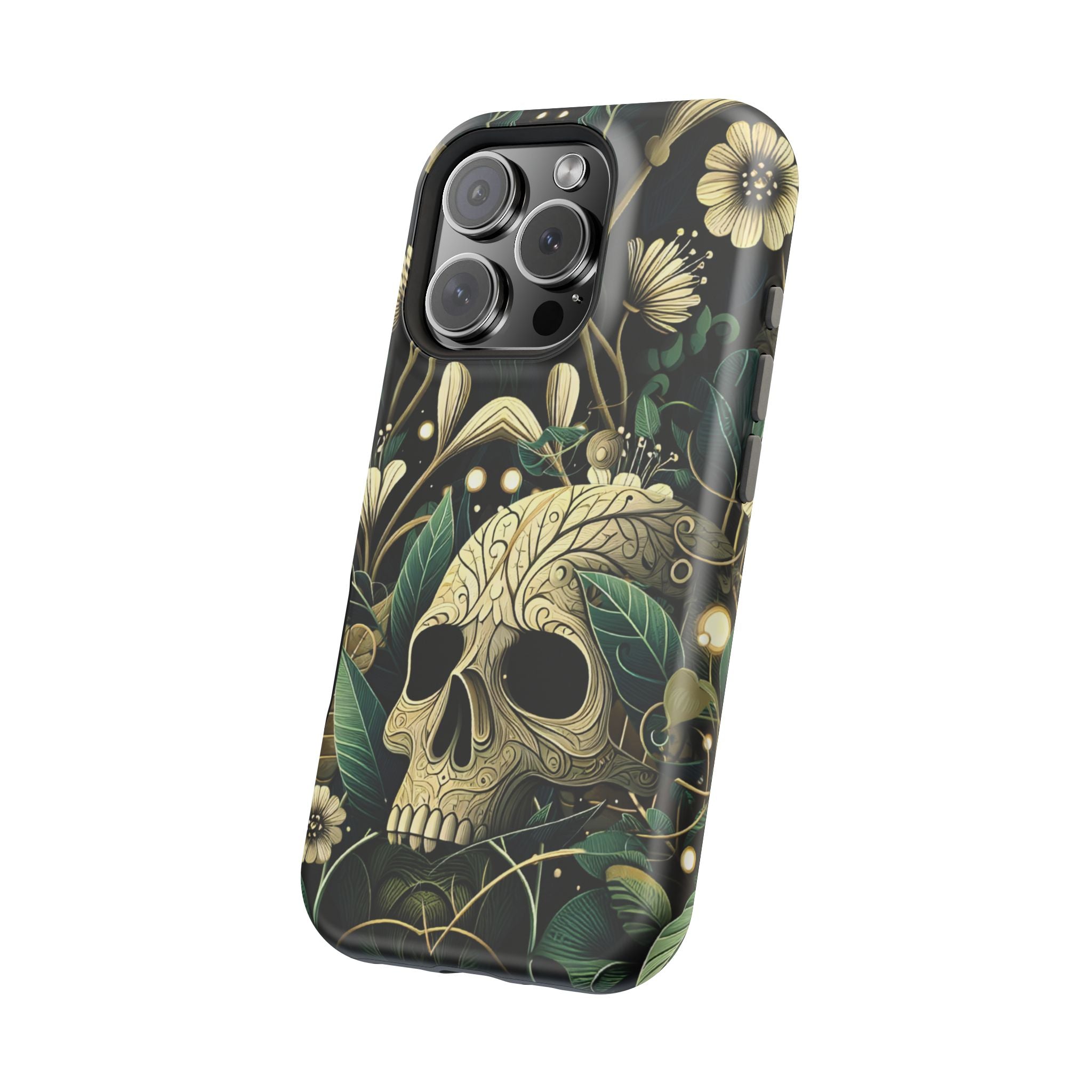Floral Skull Phone Case – Botanical Gothic MagSafe-Compatible Cover