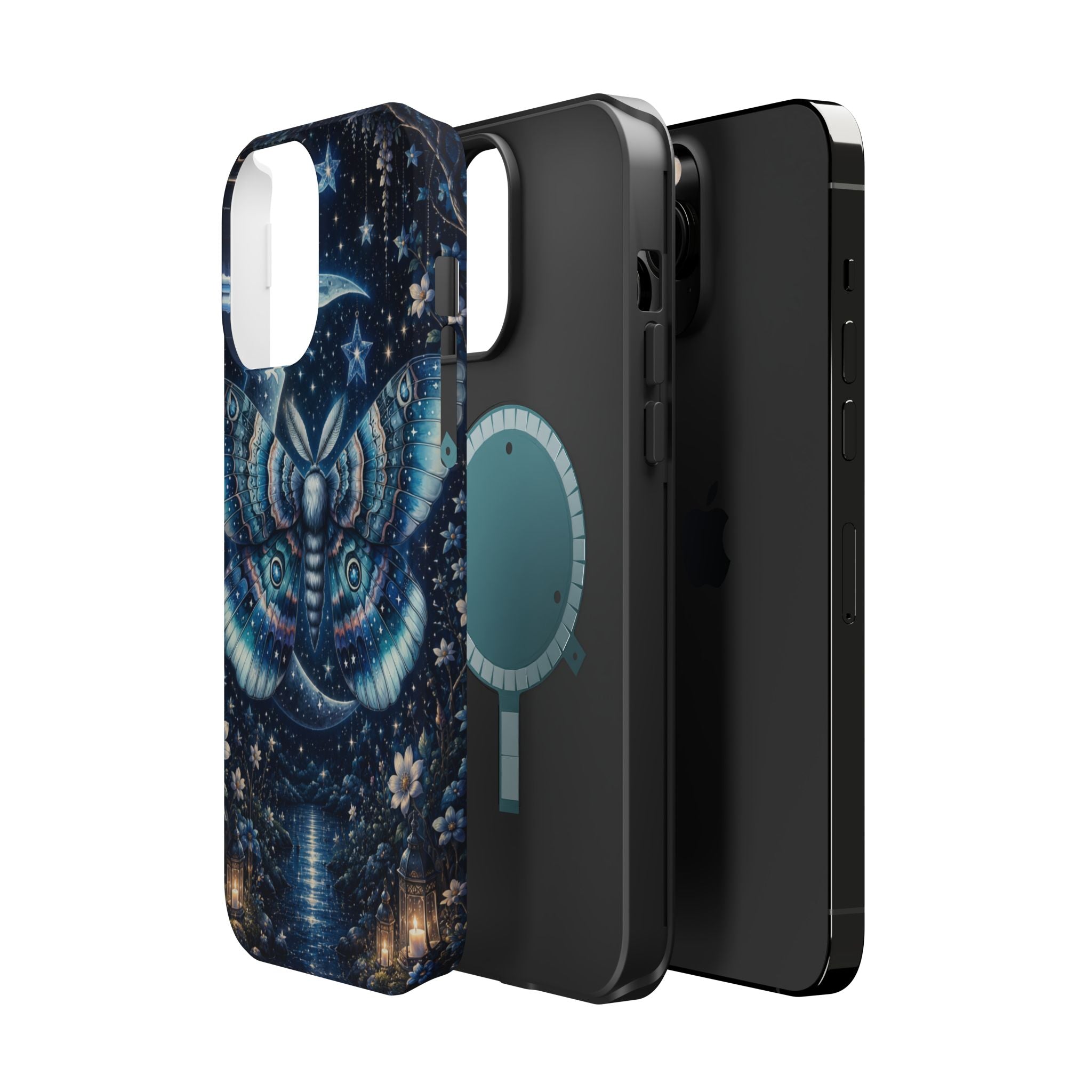 Mystic Moth Moon Phone Case – Night Sky MagSafe-Compatible Cover