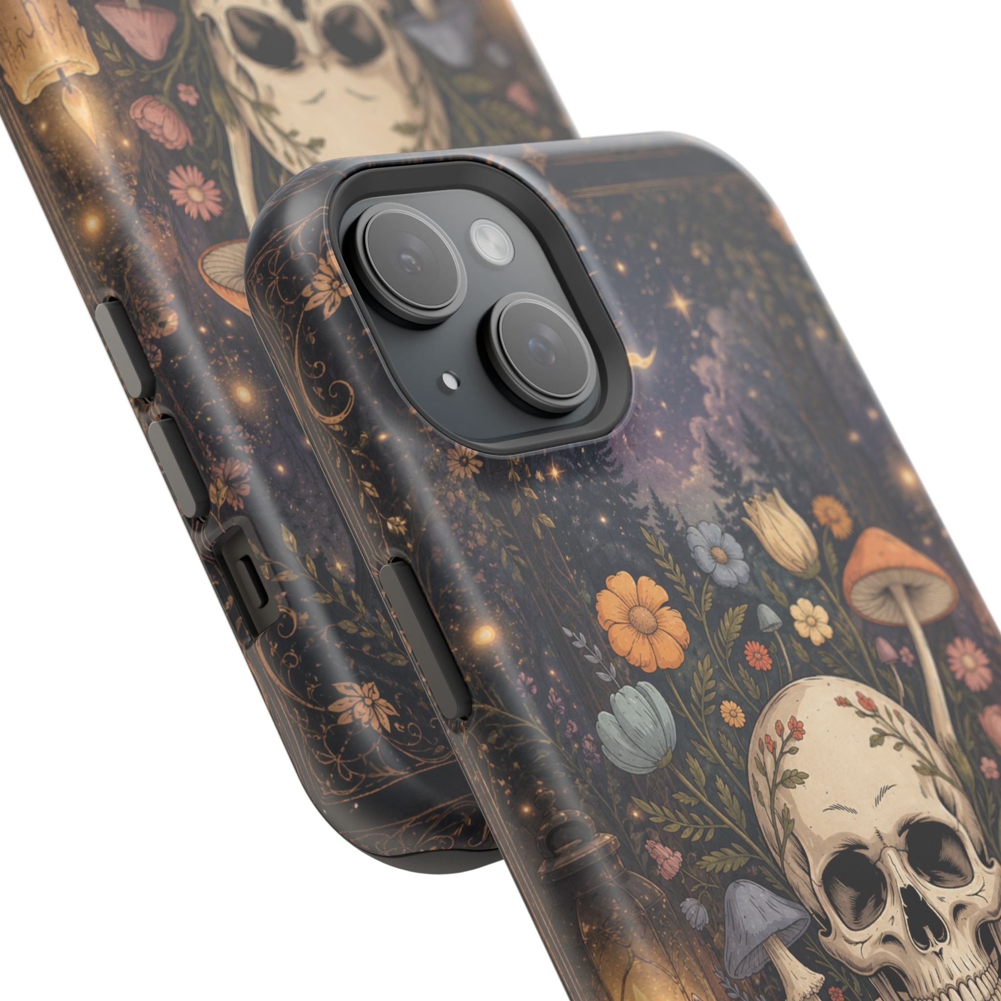 Skull & Mushroom Phone Case – Gothic MagSafe-Compatible Impact-Resistant Case