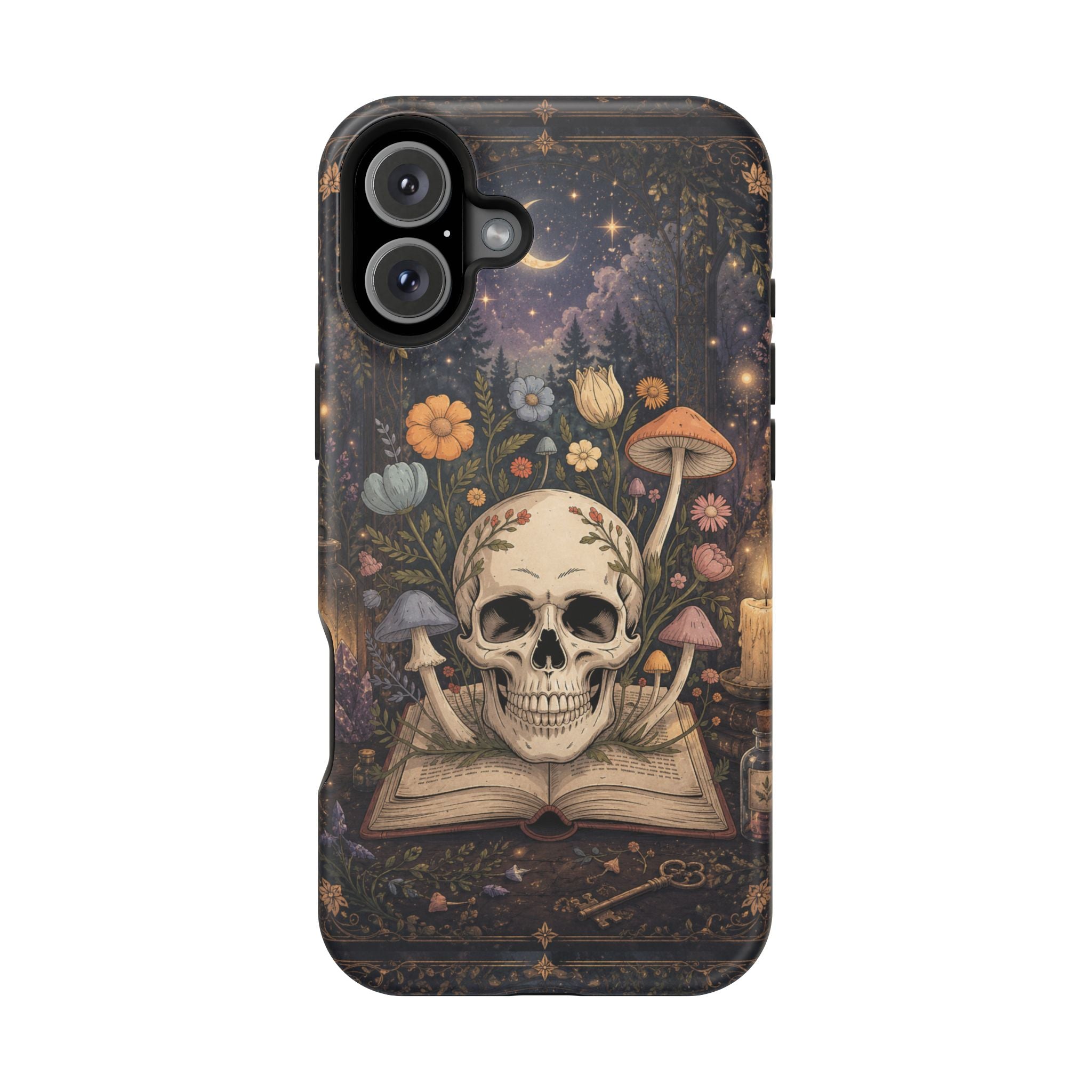Skull & Mushroom Phone Case – Gothic MagSafe-Compatible Impact-Resistant Case