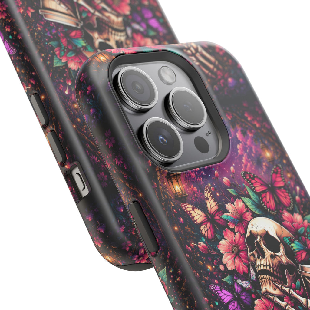 Skull & Butterflies Phone Case – Gothic Floral MagSafe-Compatible Case