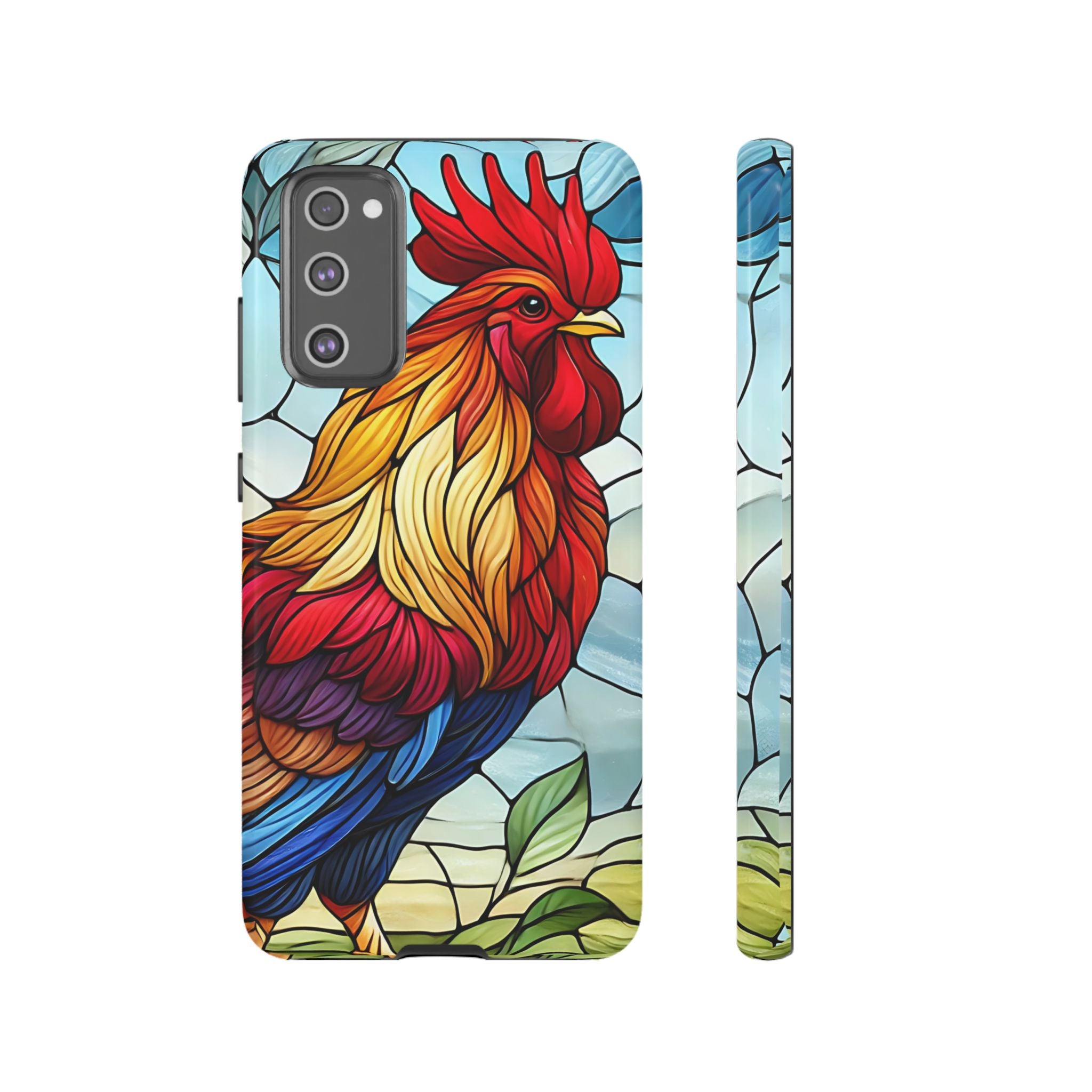 Colorful Stained Glass Rooster Android Case, Tough Protective Phone Cover, Farmhouse Decor Protective Phone Case, Unique Chicken Design