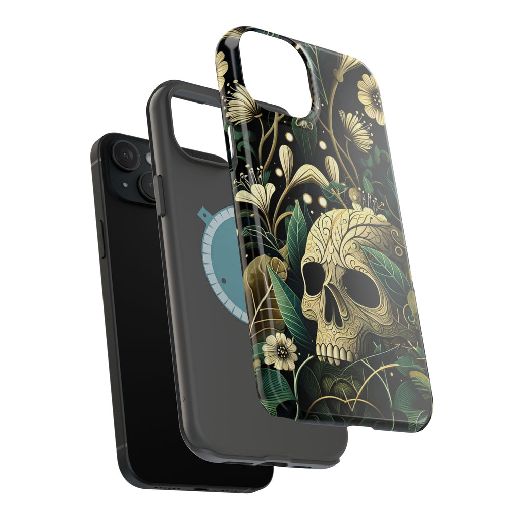 Floral Skull Phone Case – Botanical Gothic MagSafe-Compatible Cover