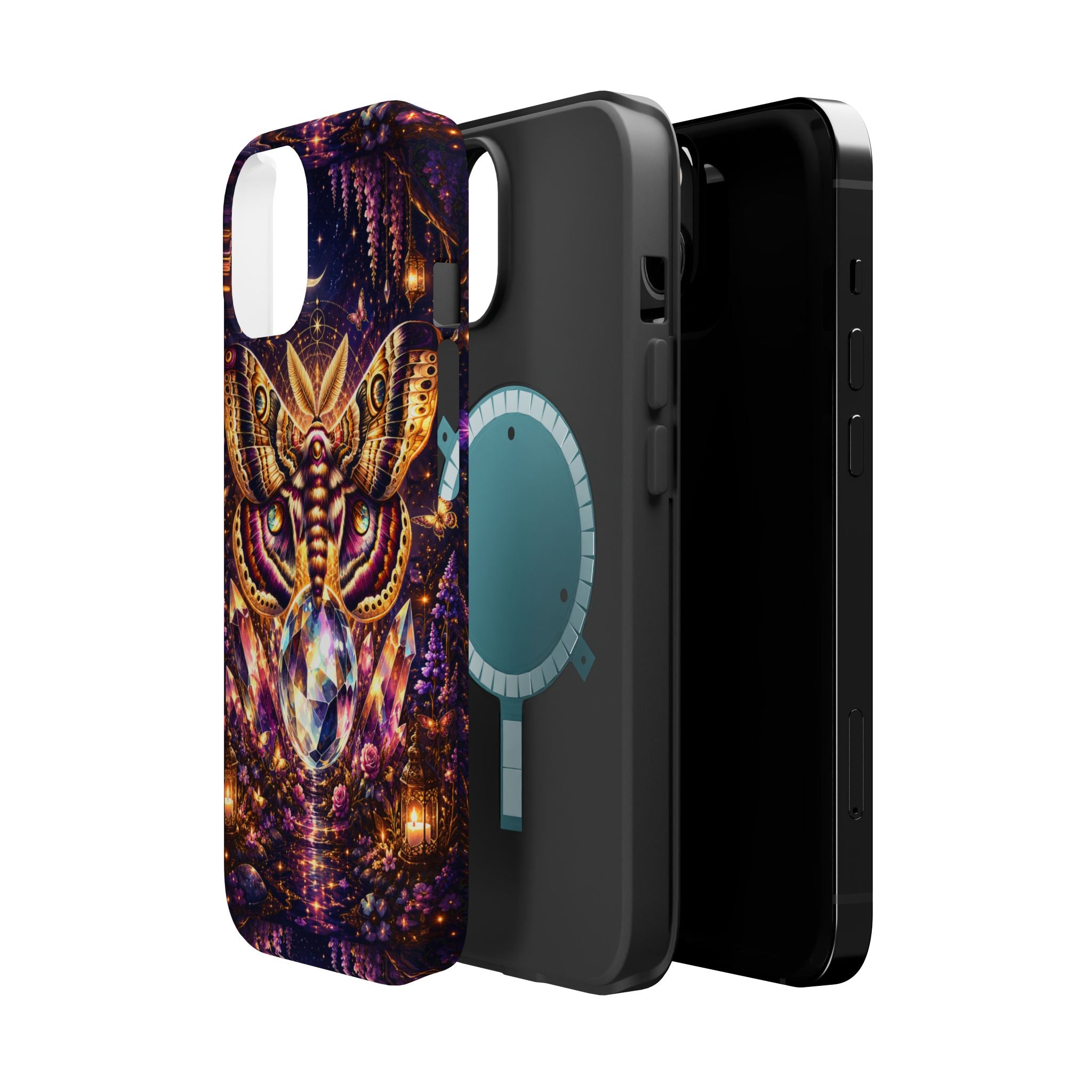 Mystic Moth Crystal Phone Case – Jewel-Toned MagSafe-Compatible Cover