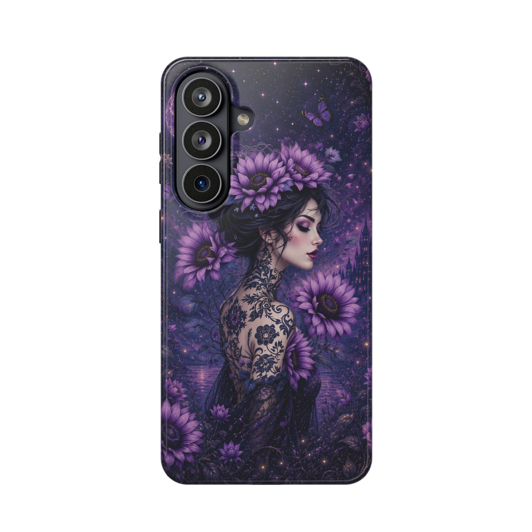 Gothic Floral Woman Phone Case – Dark Botanical MagSafe-Compatible Cover