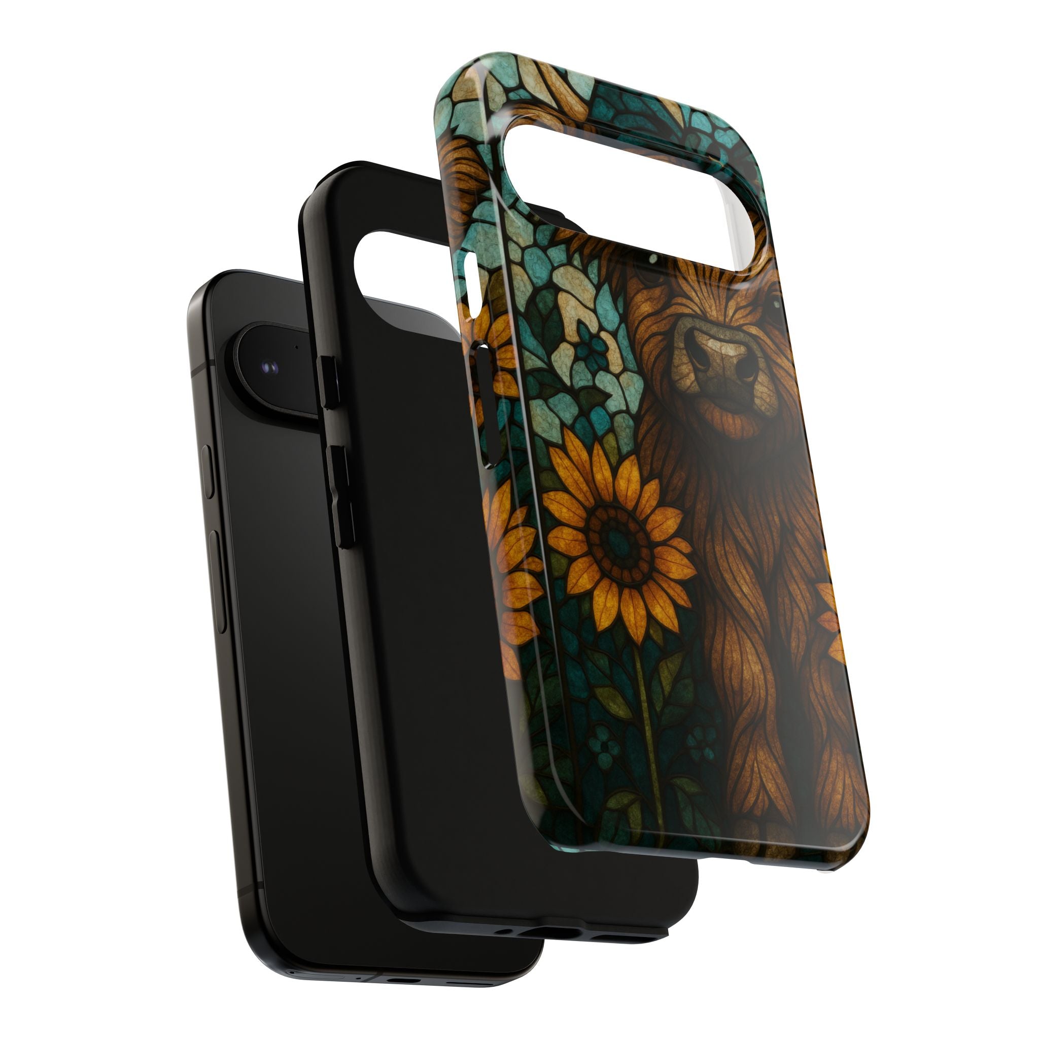 Stained Glass Baby Cow Phone Case – Sunflower Farmhouse Animal Design