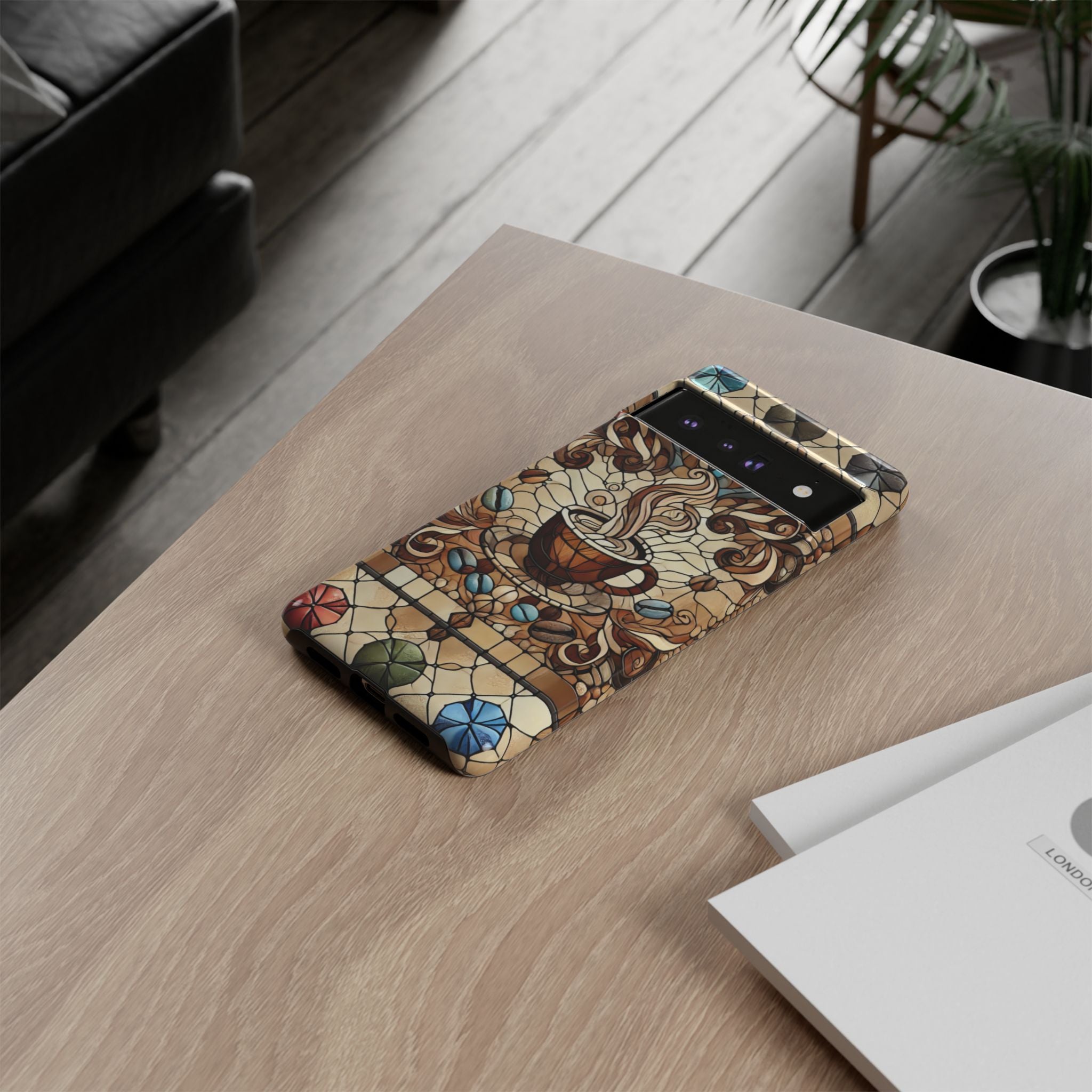 Stained Glass Coffee Android Phone Case – Shockproof TPU, 3D Wrap