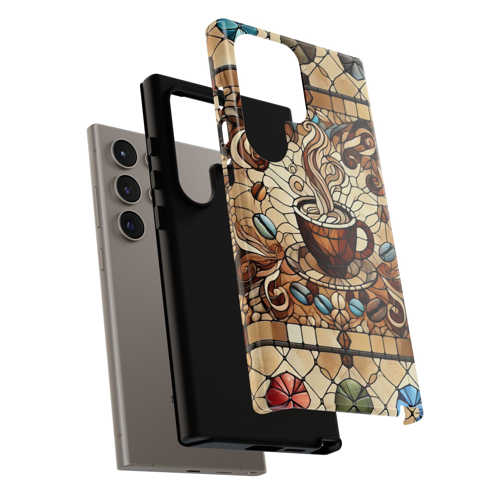 Stained Glass Coffee iPhone Case – Shockproof TPU, 3D Wrap Design