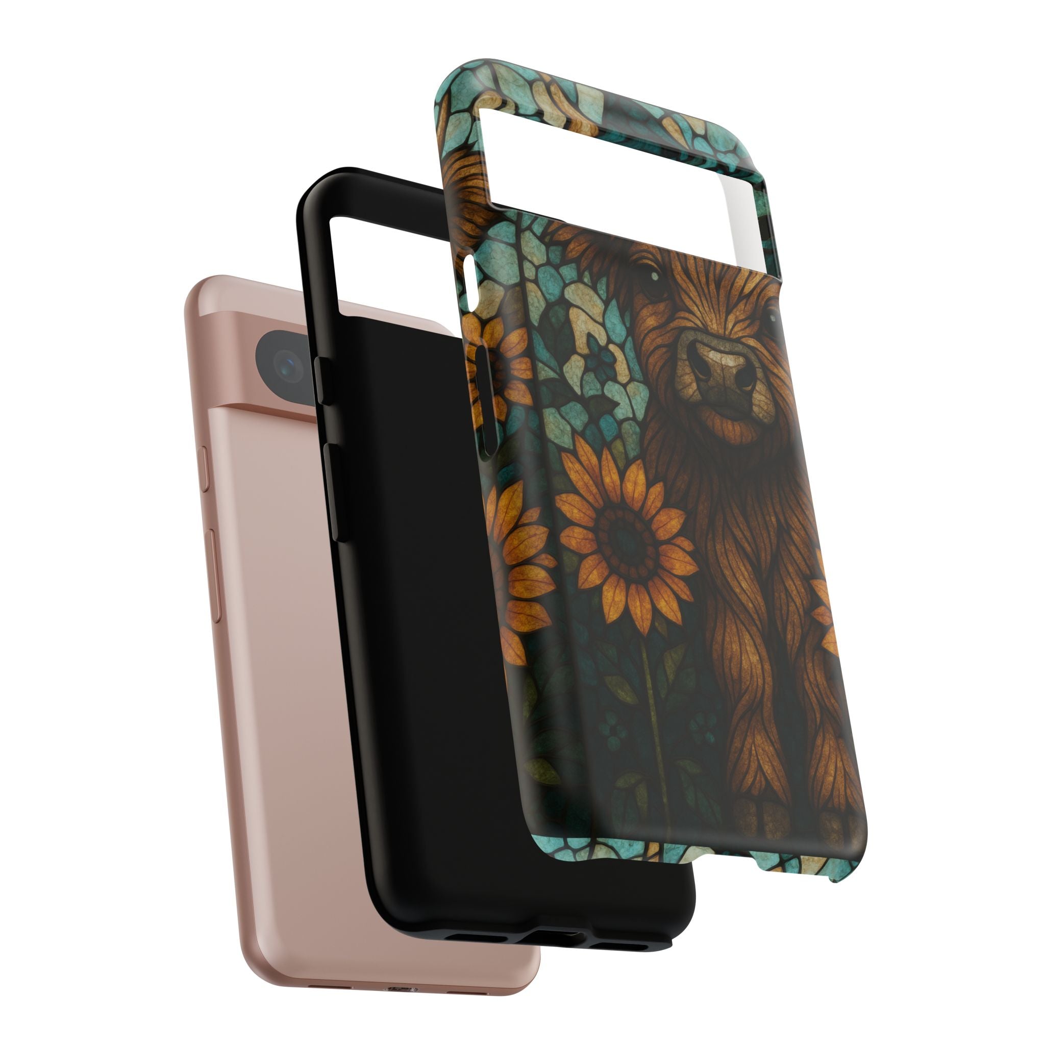 Stained Glass Baby Cow Phone Case – Sunflower Farmhouse Animal Design