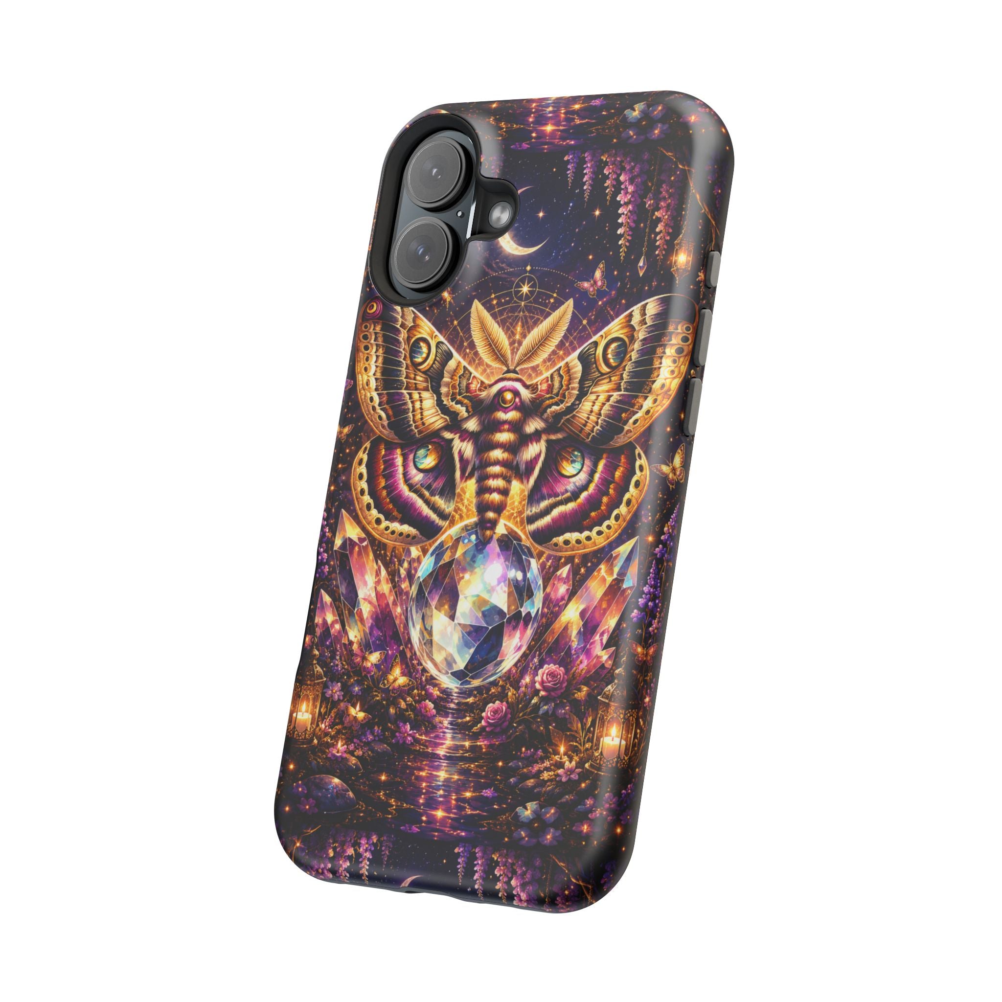 Mystic Moth Crystal Phone Case – Jewel-Toned MagSafe-Compatible Cover