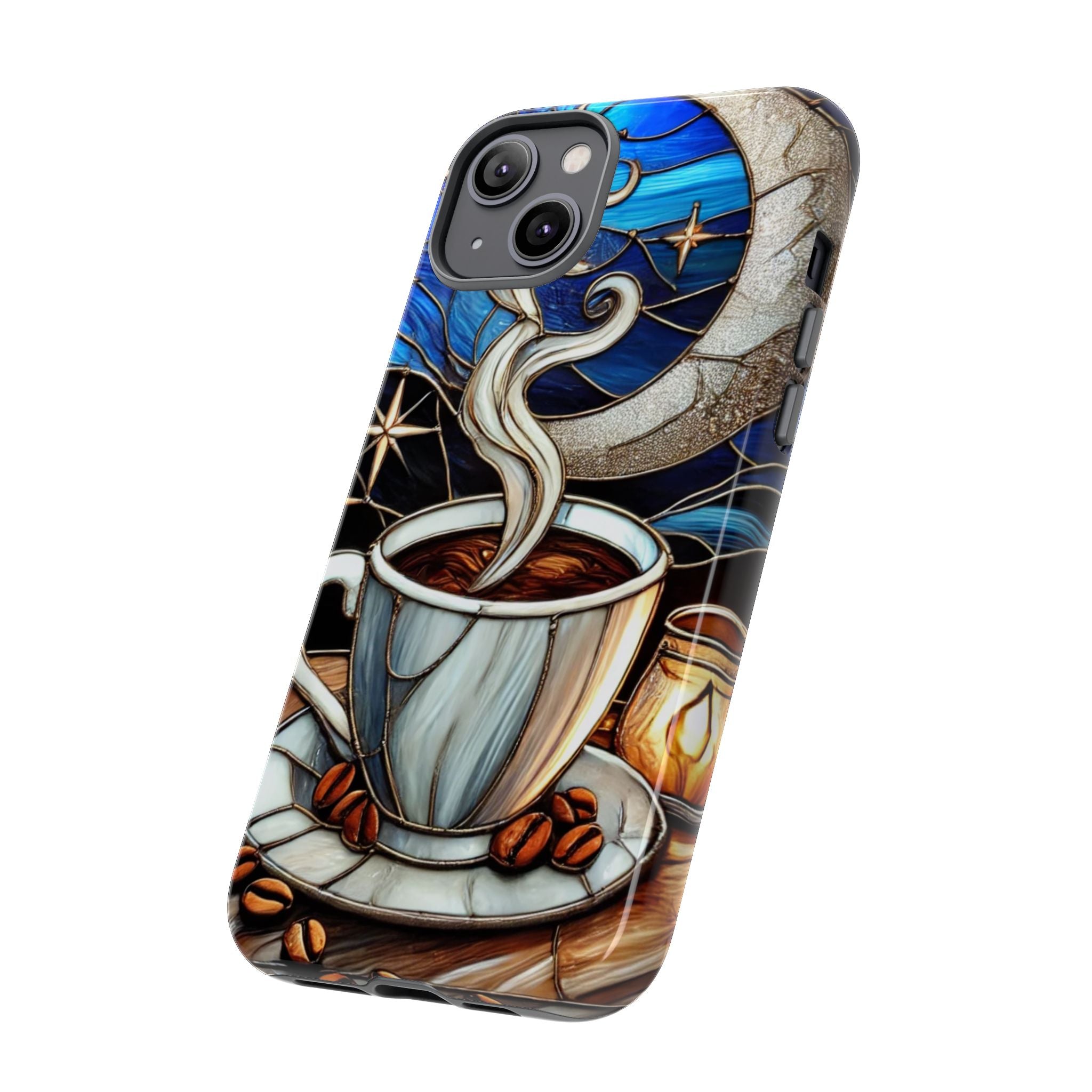 Stained Glass Coffee Phone Case – Cozy Artistic Design for Coffee Lovers