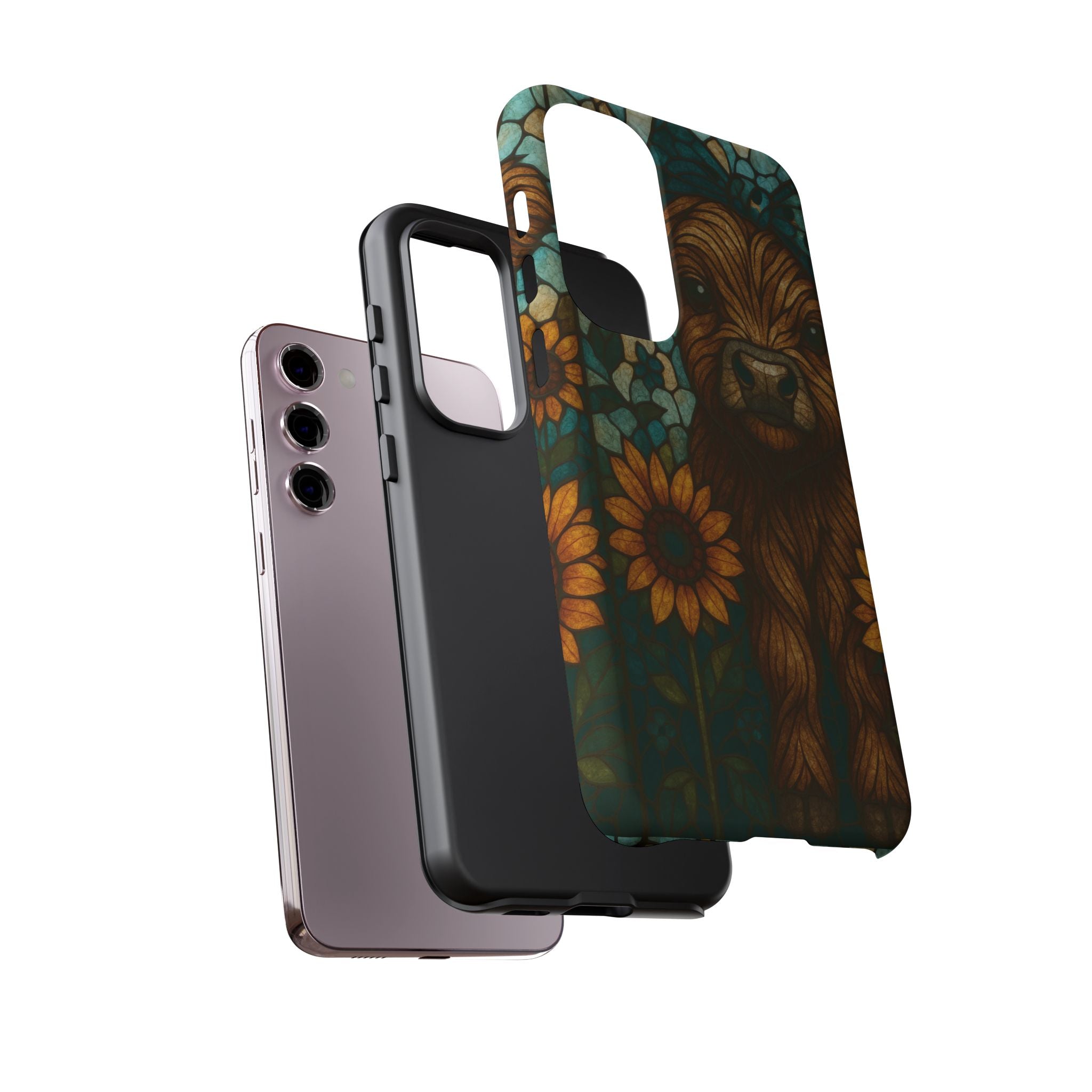 Stained Glass Baby Cow Phone Case – Sunflower Farmhouse Animal Design