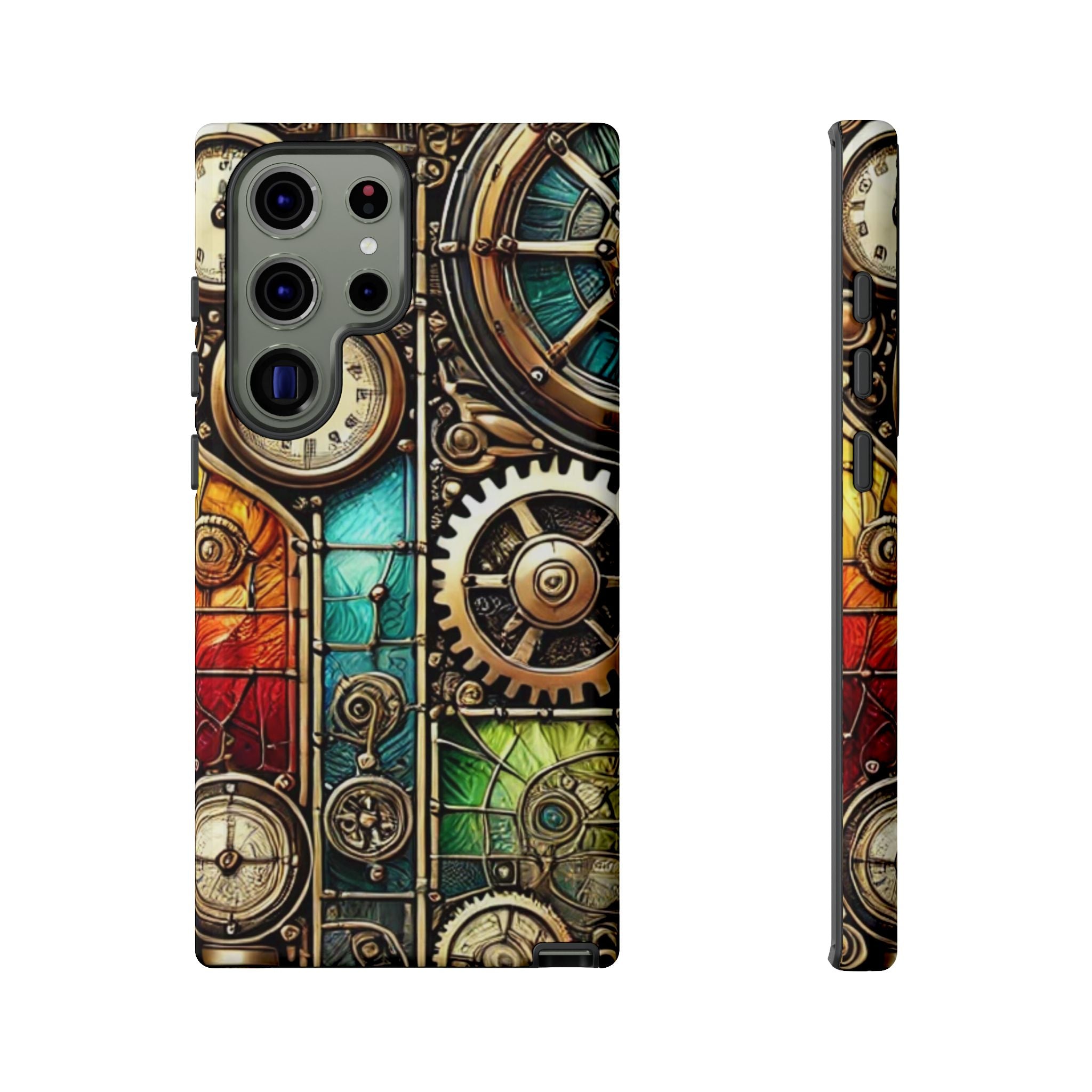 Steampunk Faux Stained Glass Android Phone Case – 3D Full-Wrap Protective Cover with TPU Liner
