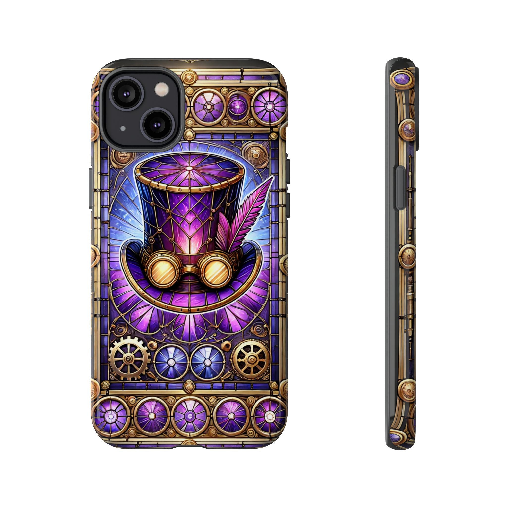 Stained Glass Steampunk iPhone Case – 3D Full-Wrap Protective Phone Cover With TPU Liner