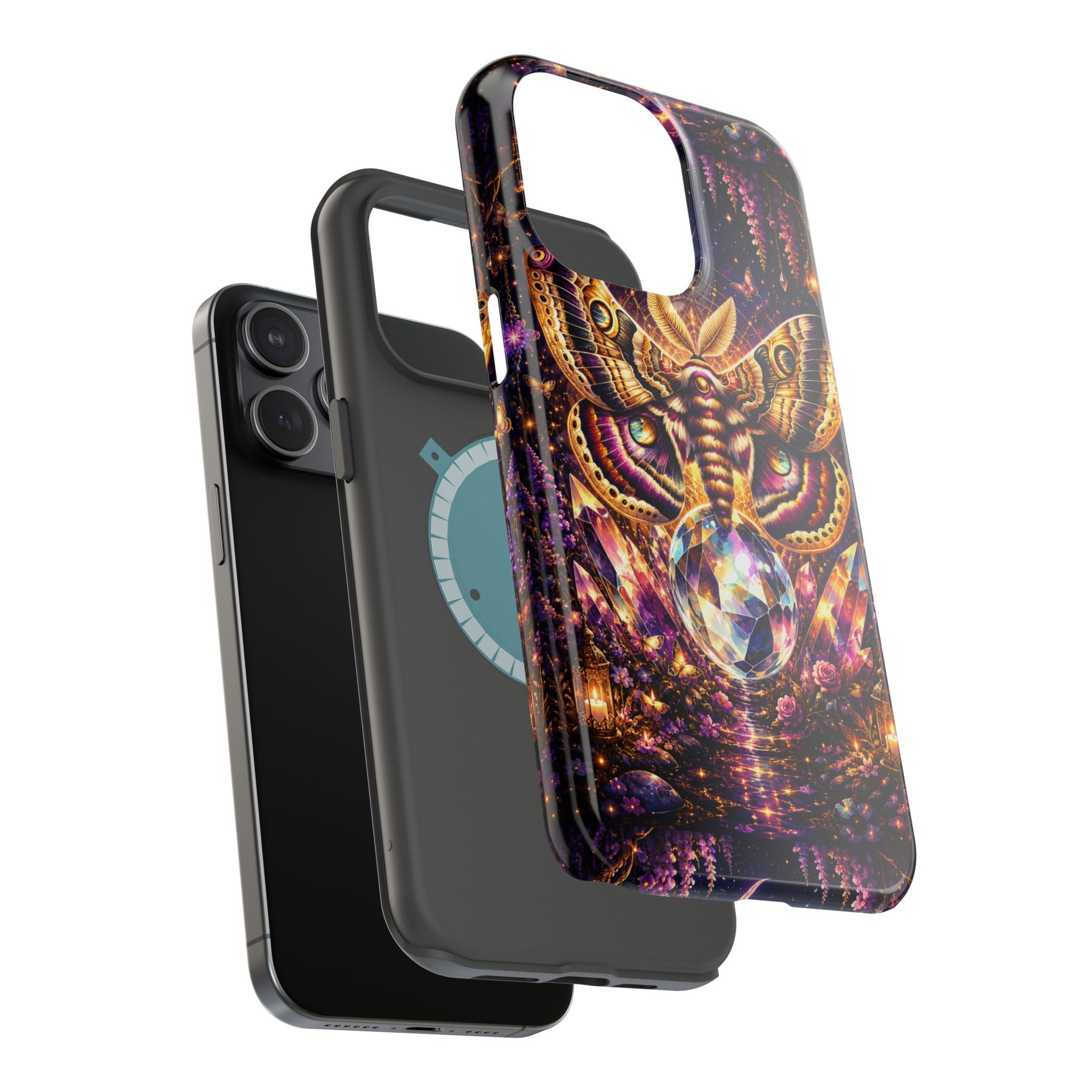 Mystic Moth Crystal Phone Case – Jewel-Toned MagSafe-Compatible Cover