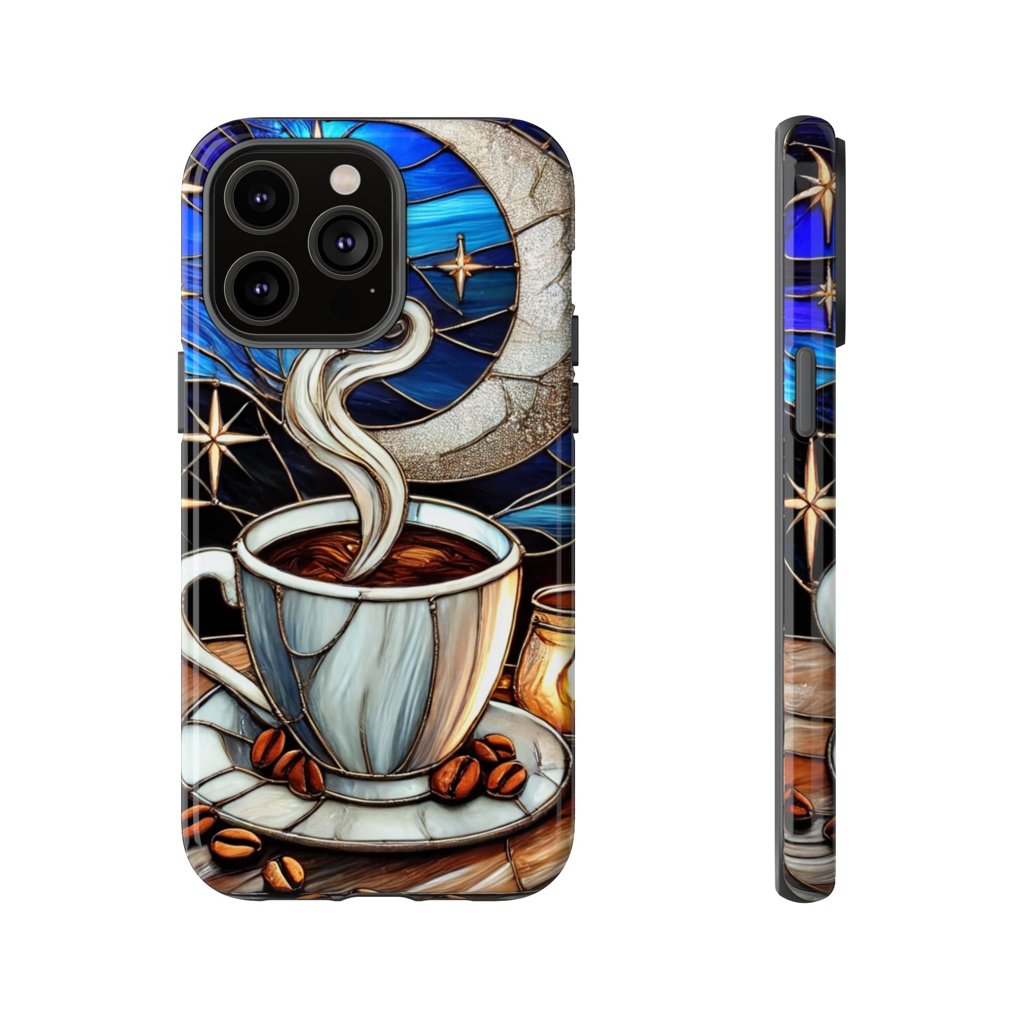 Stained Glass Coffee Phone Case – Cozy Artistic Design for Coffee Lovers