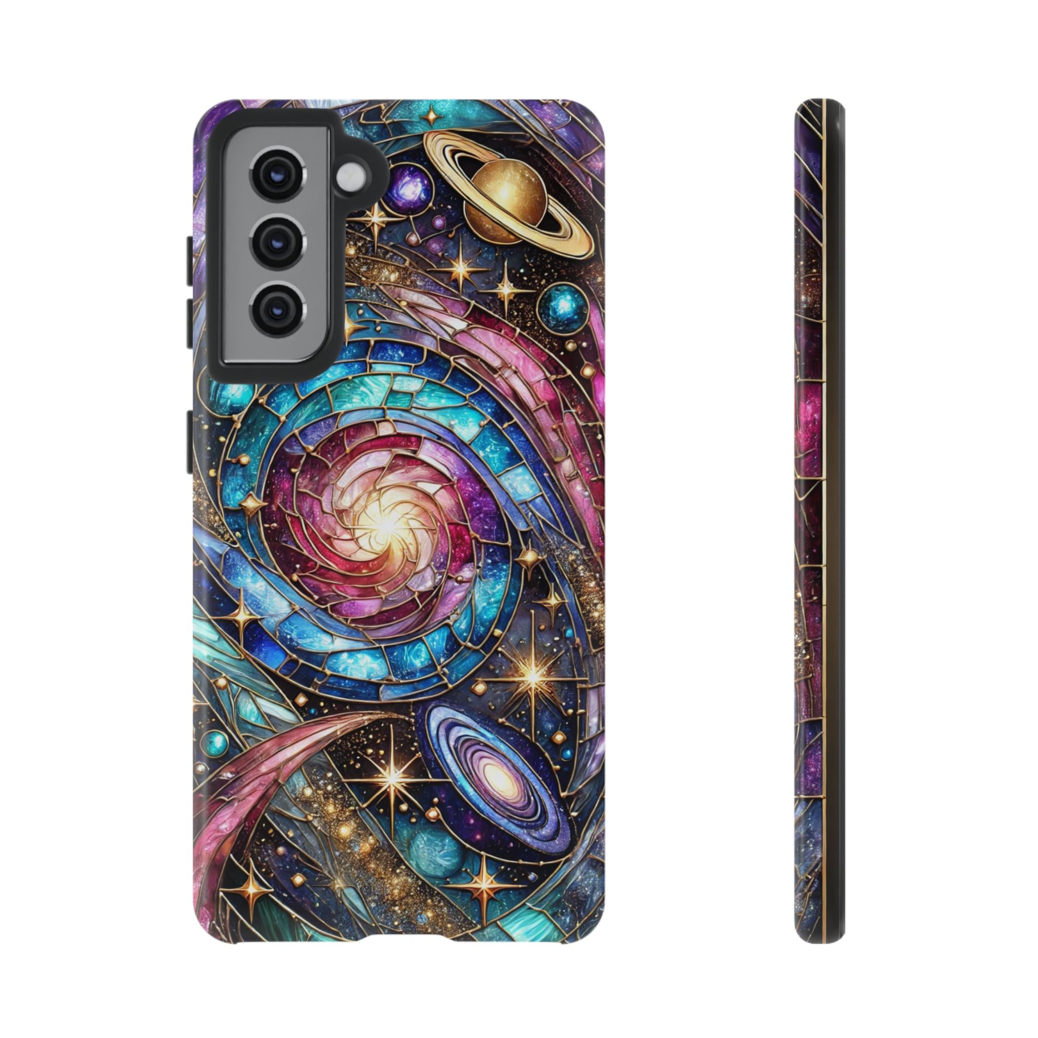 Stained Glass Celestial Android Phone Case – 3D Galaxy Full-Wrap Protective Cover with TPU Liner