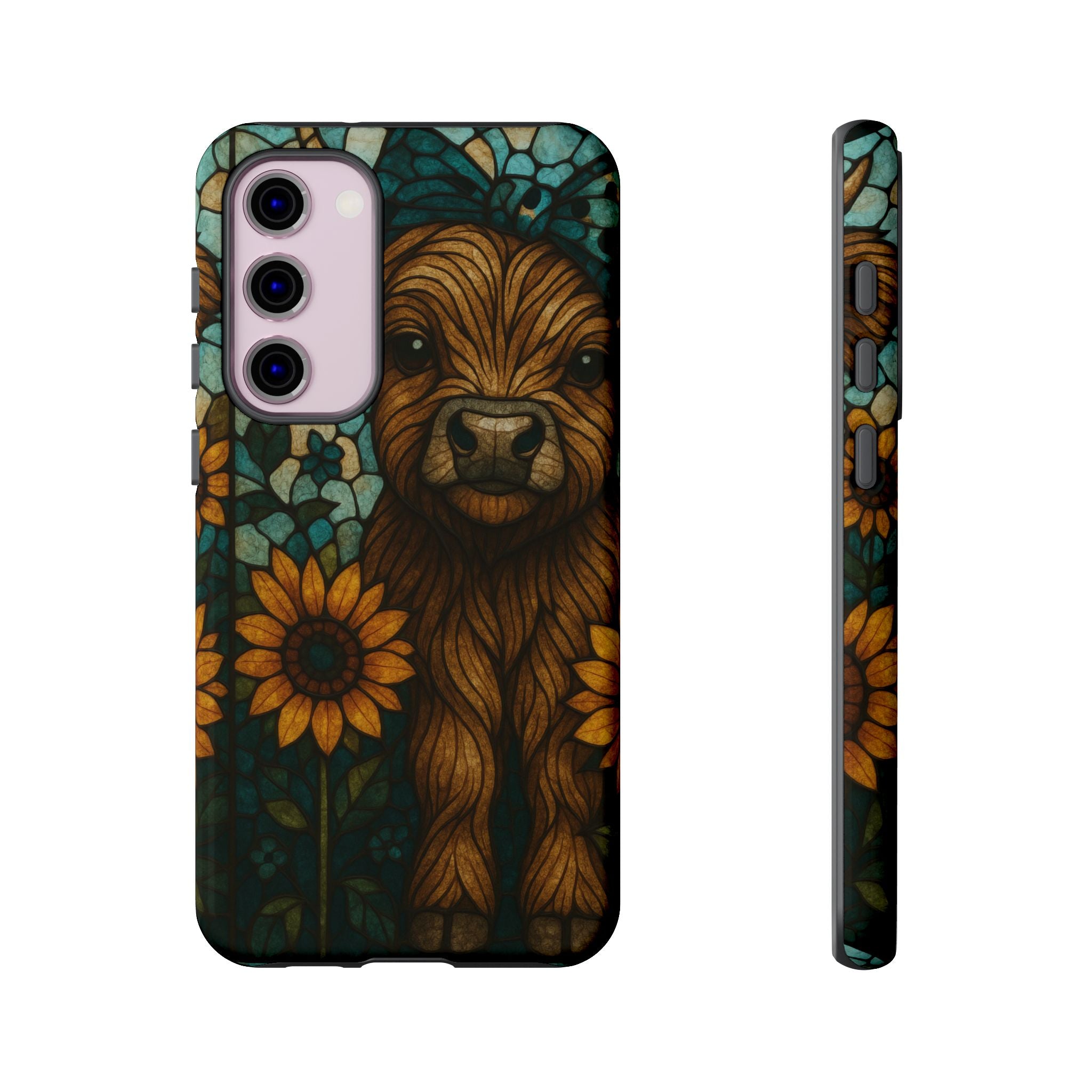 Stained Glass Baby Cow Phone Case – Sunflower Farmhouse Animal Design