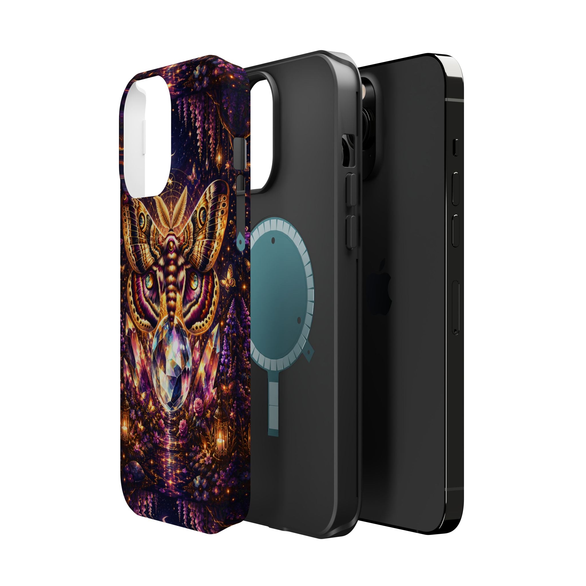 Mystic Moth Crystal Phone Case – Jewel-Toned MagSafe-Compatible Cover