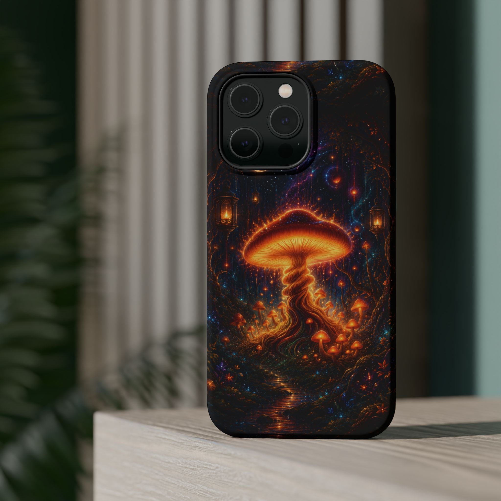 Psychedelic Glowing Mushroom Phone Case – MagSafe Galaxy Art Cover