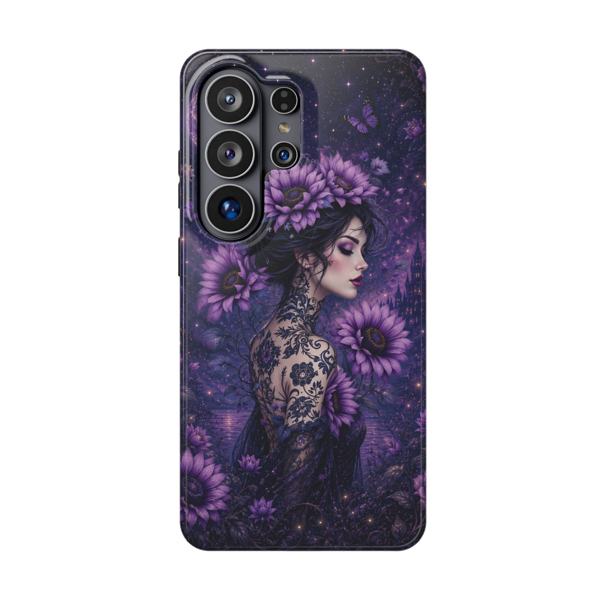 Gothic Floral Woman Phone Case – Dark Botanical MagSafe-Compatible Cover