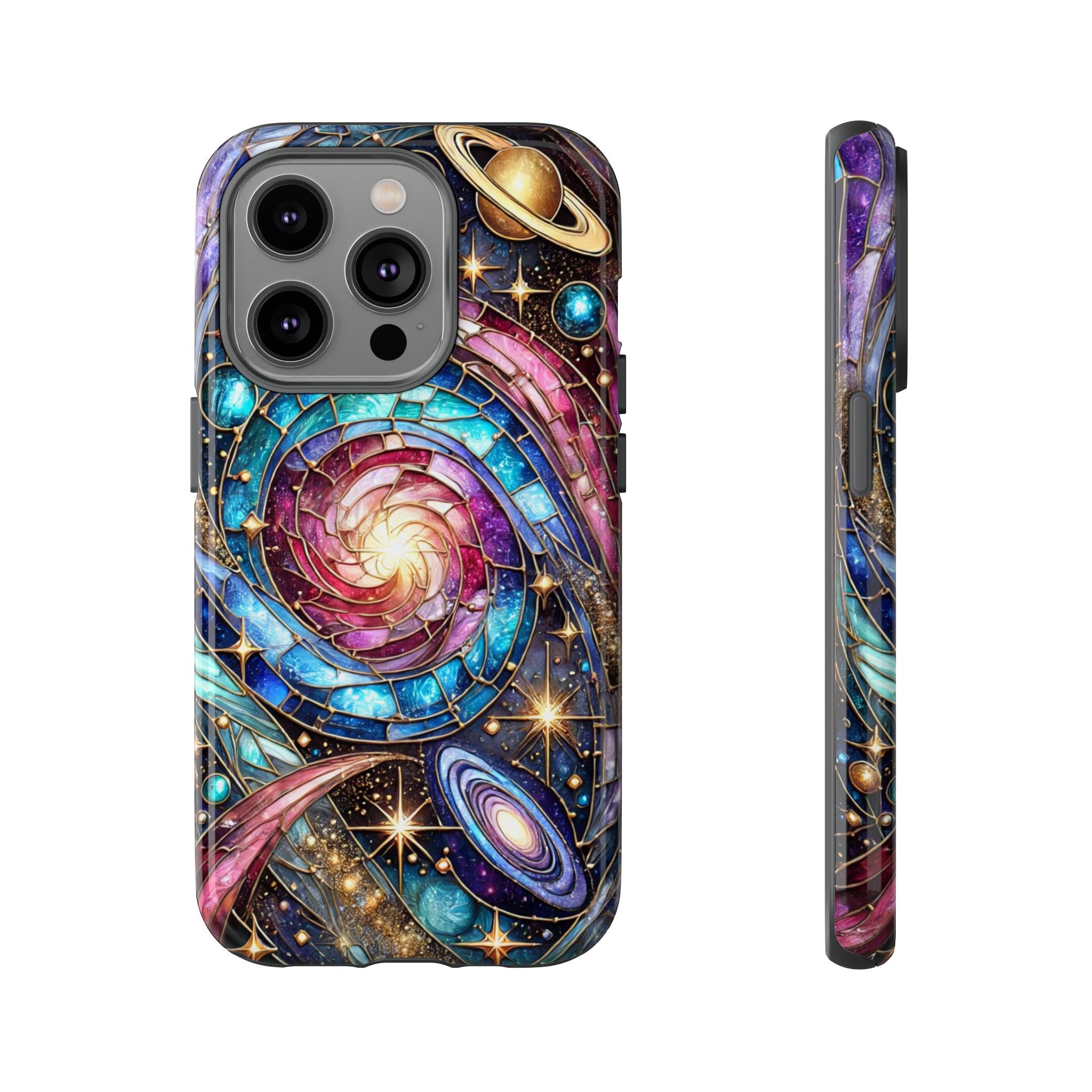 Galaxy Swirl Stained Glass Phone Case – Cosmic Celestial Cover