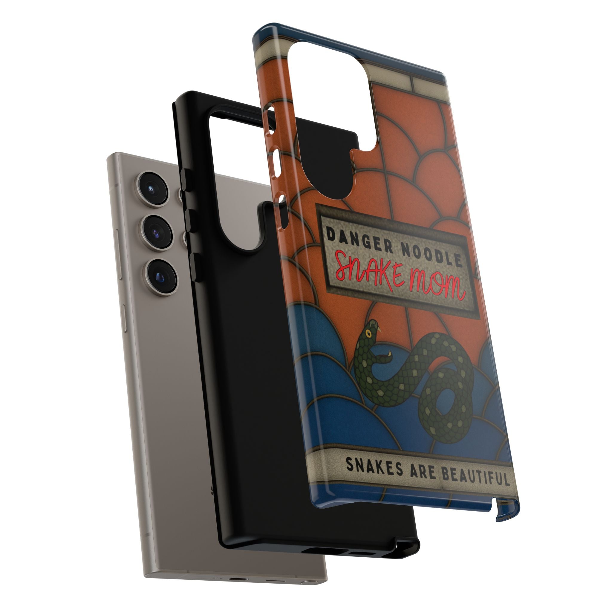 Danger Noodle Snake Mom Phone Case | Snakes Are Beautiful |Stained Glass Snake Art | Funny Snake Lover Gift |  Reptile Mom Phone Cover