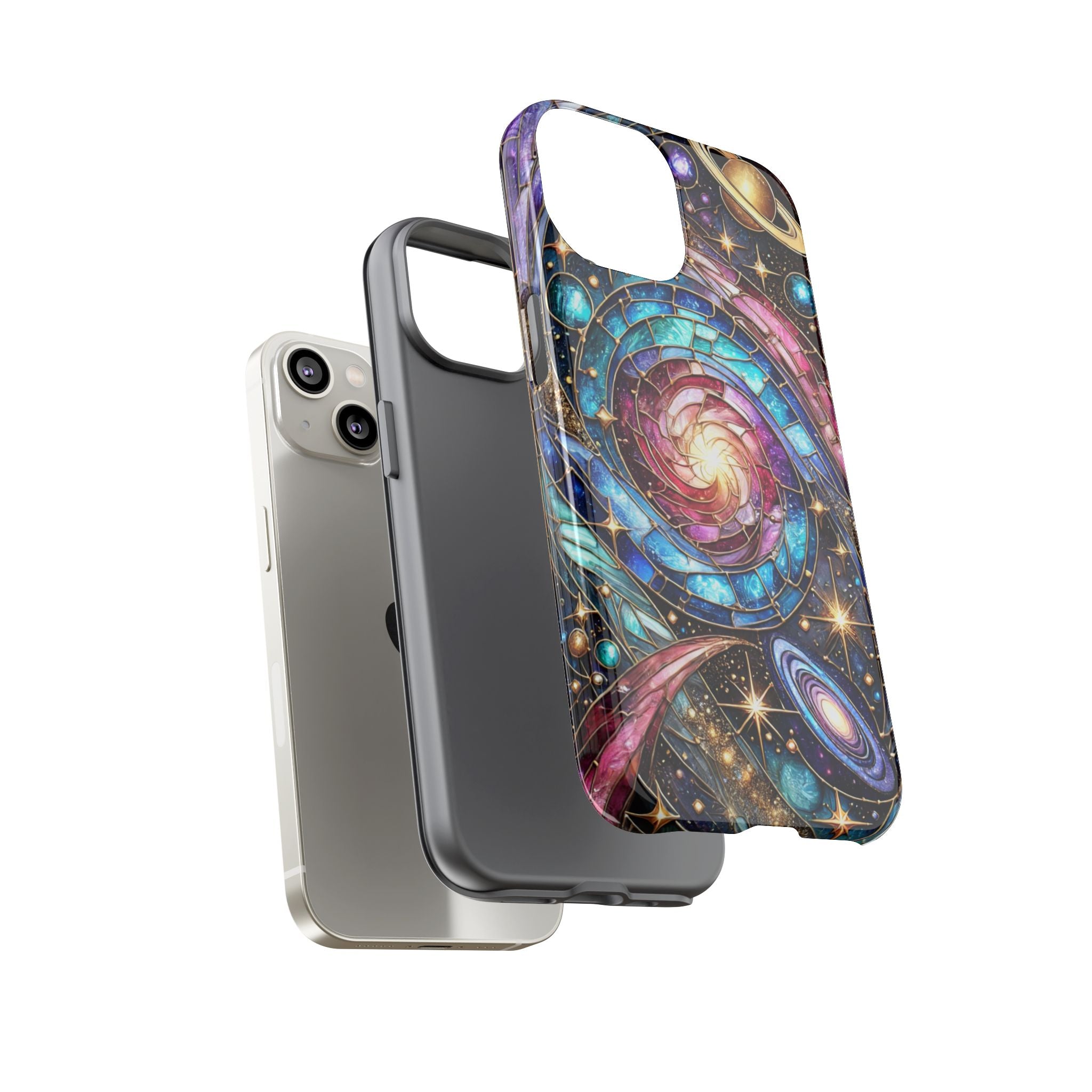 Galaxy Swirl Stained Glass Phone Case – Cosmic Celestial Cover