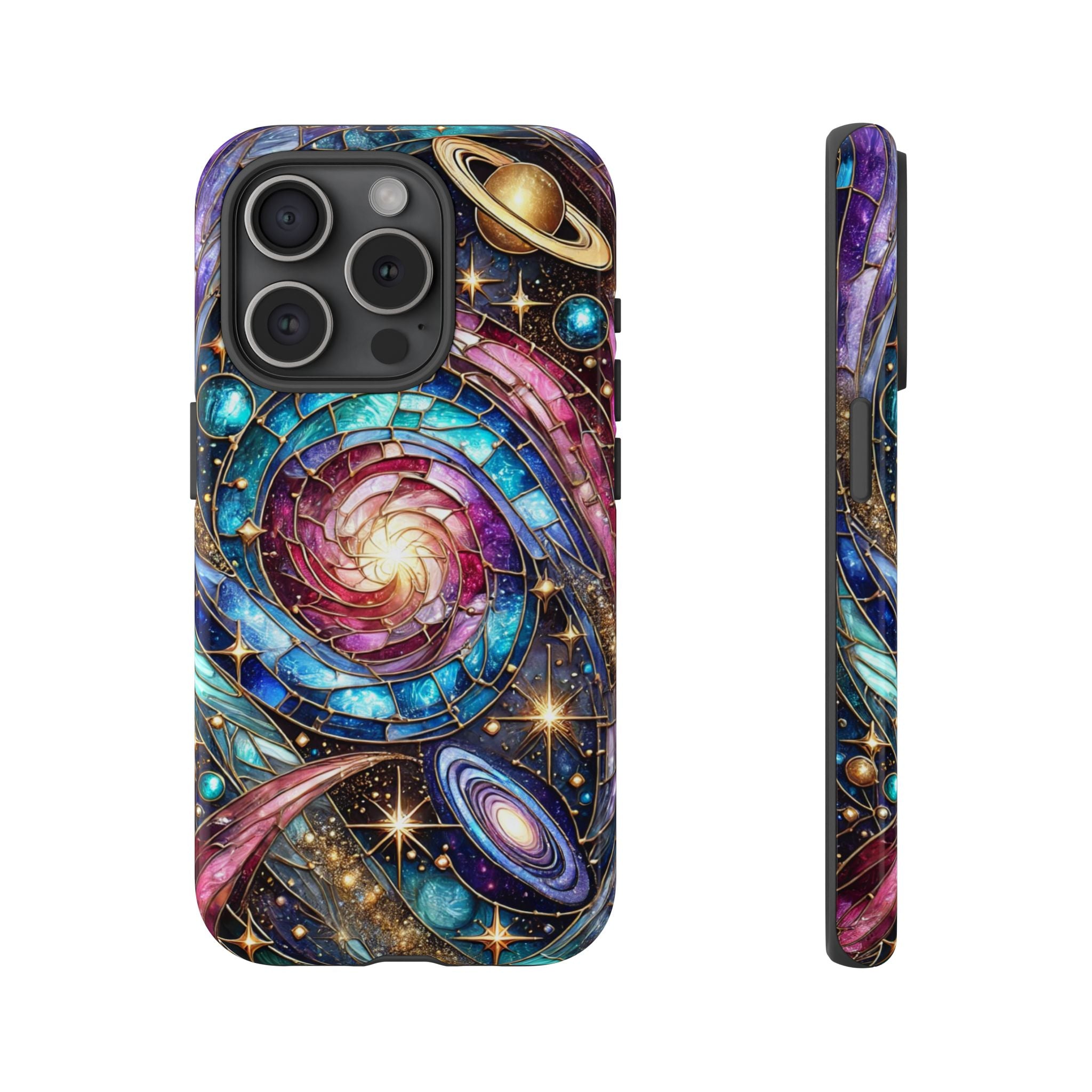 Galaxy Swirl Stained Glass Phone Case – Cosmic Celestial Cover
