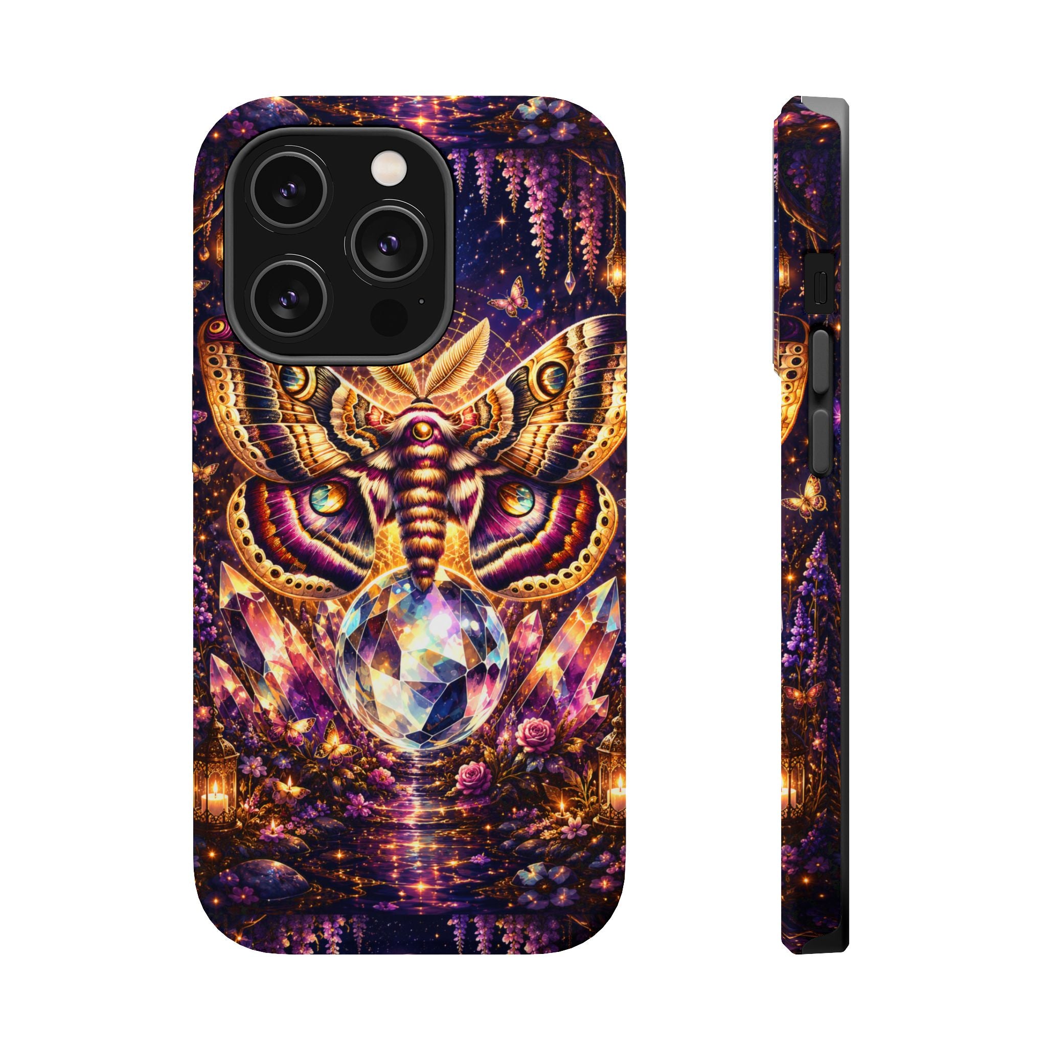 Mystic Moth Crystal Phone Case – Jewel-Toned MagSafe-Compatible Cover