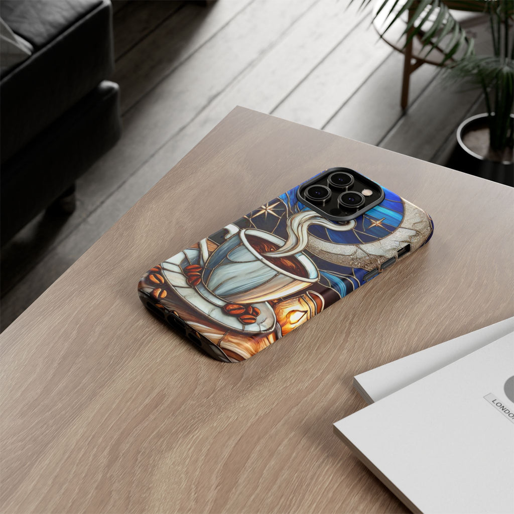 Stained Glass Coffee Phone Case – Cozy Artistic Design for Coffee Lovers