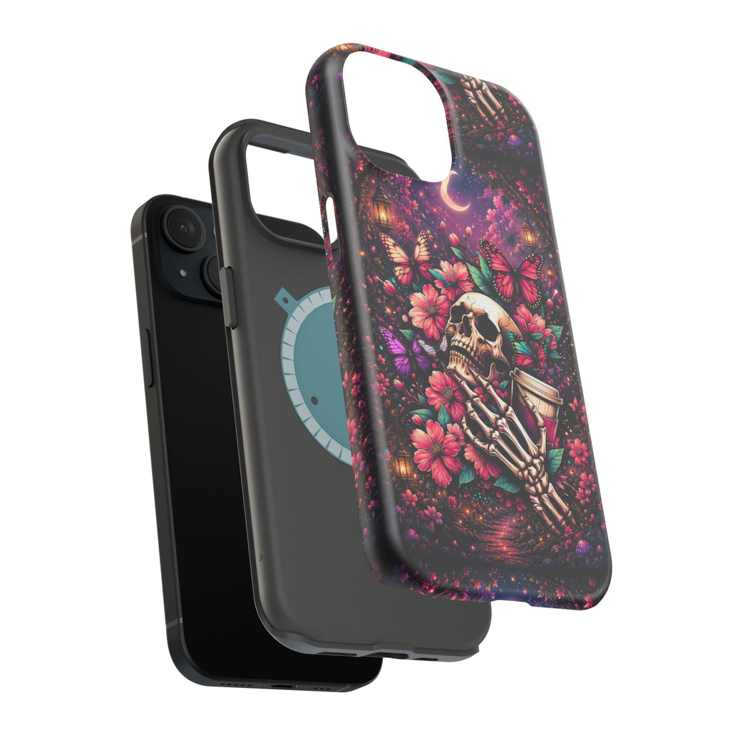 Skull & Butterflies Phone Case – Gothic Floral MagSafe-Compatible Case