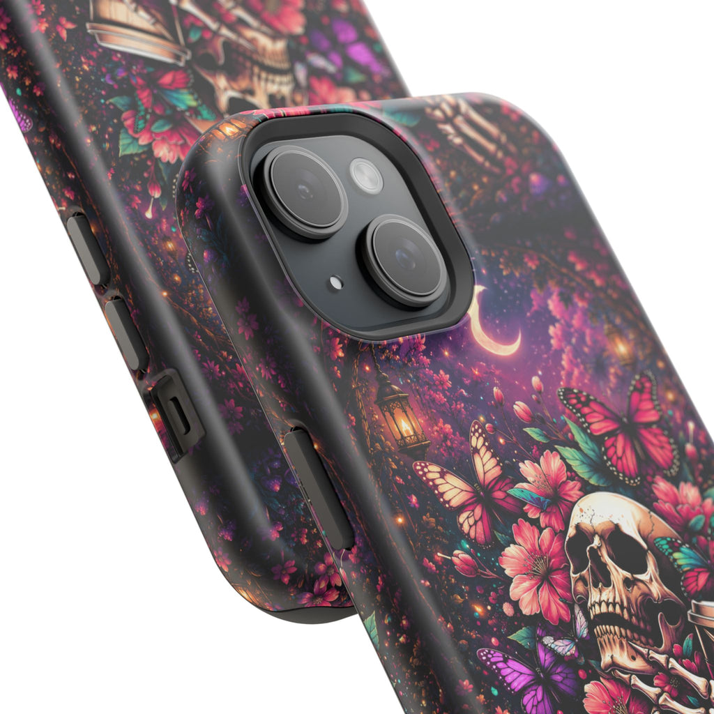 Skull & Butterflies Phone Case – Gothic Floral MagSafe-Compatible Case