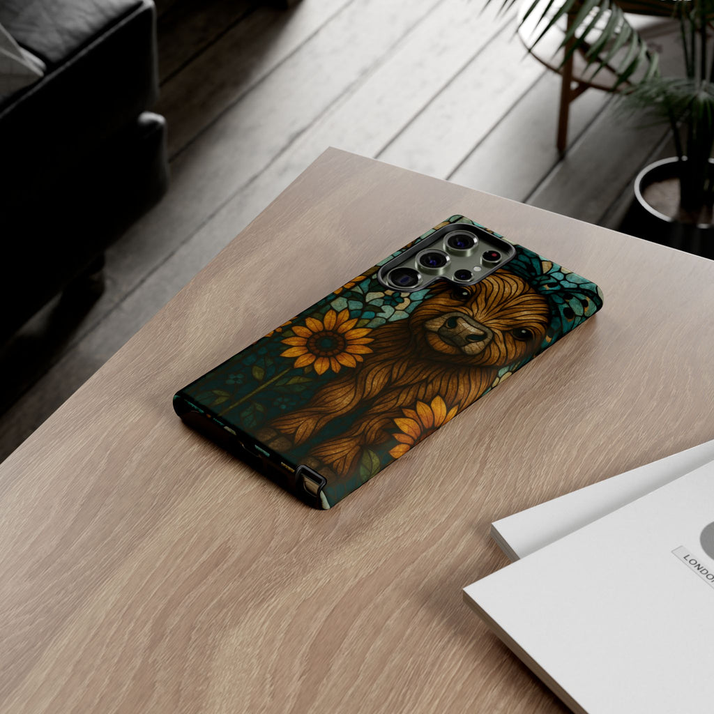 Stained Glass Baby Cow Phone Case – Sunflower Farmhouse Animal Design