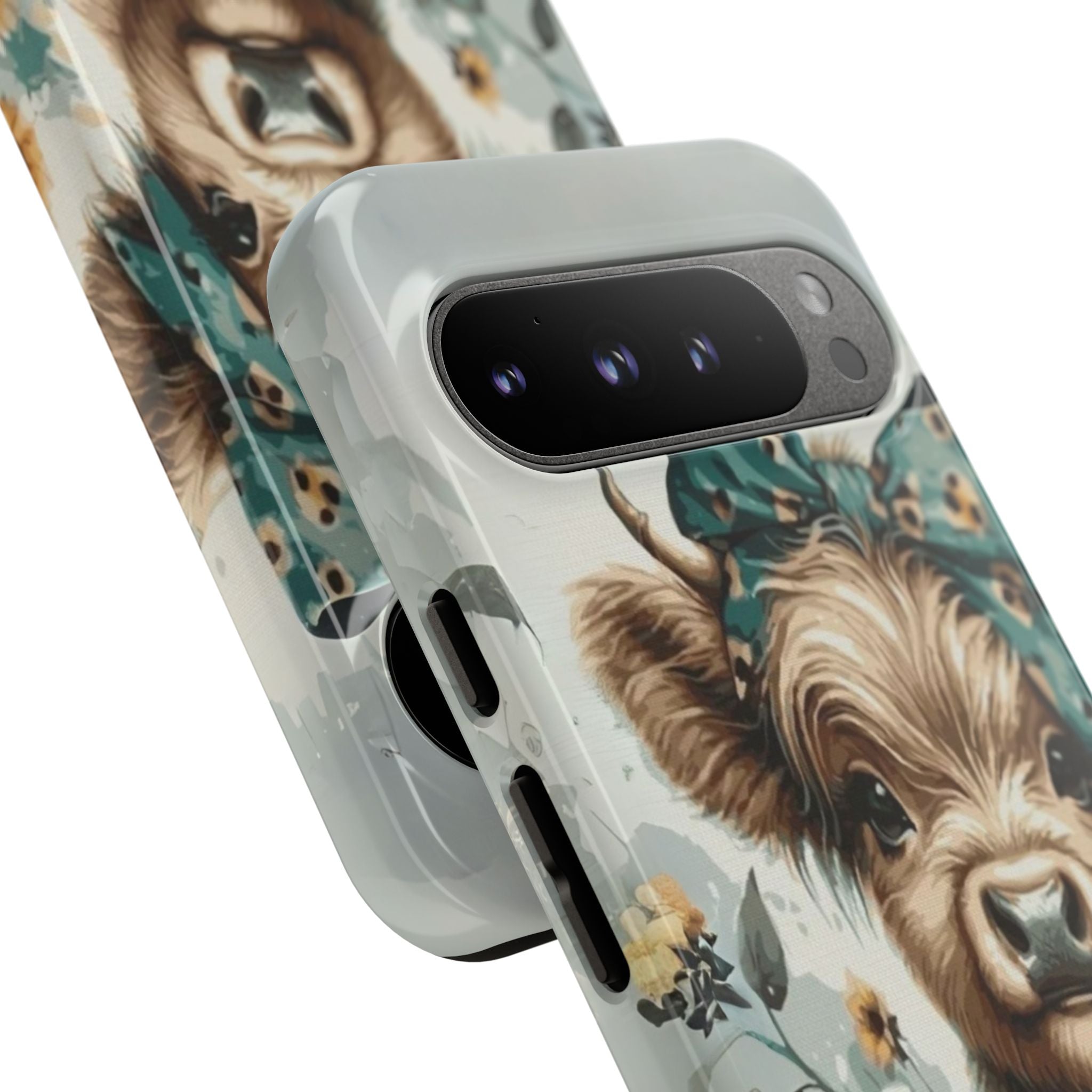 Adorable Cow Phone Case – Floral Farmhouse Design, Cute Animal Lover Gift