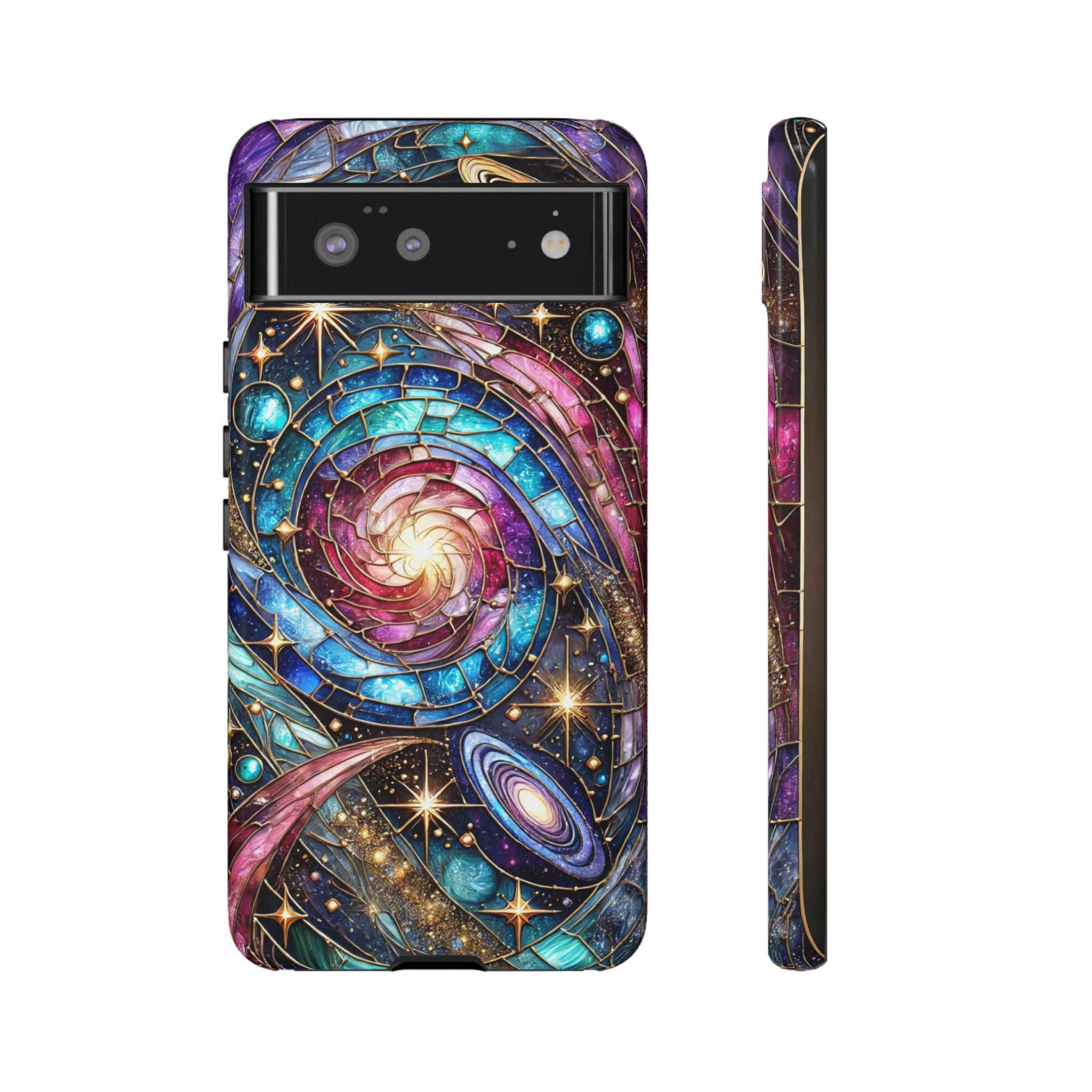 Stained Glass Celestial Android Phone Case – 3D Galaxy Full-Wrap Protective Cover with TPU Liner