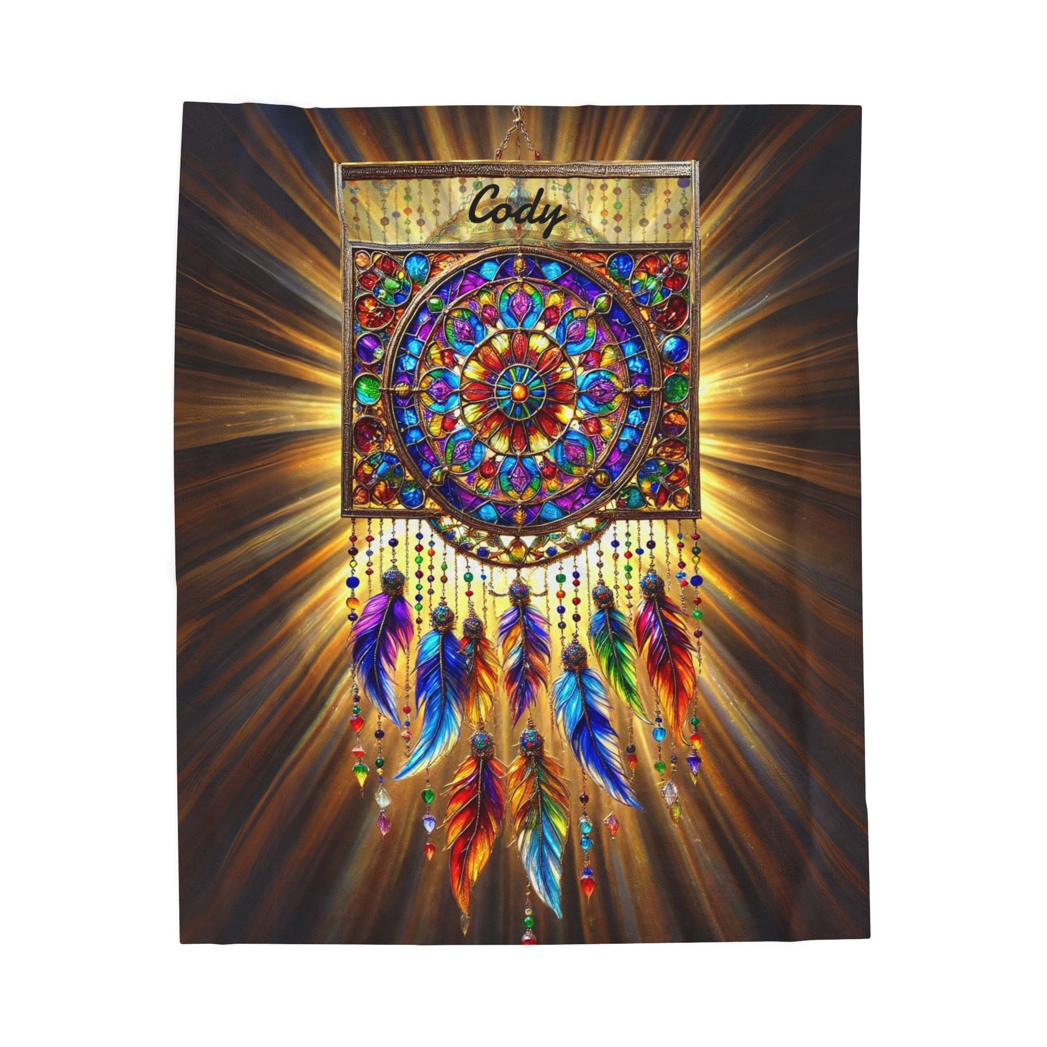 Dreamcatcher Velveteen Plush Blanket, Native American Throw, Meditation and Relaxation 50"x60" Throw Blanket