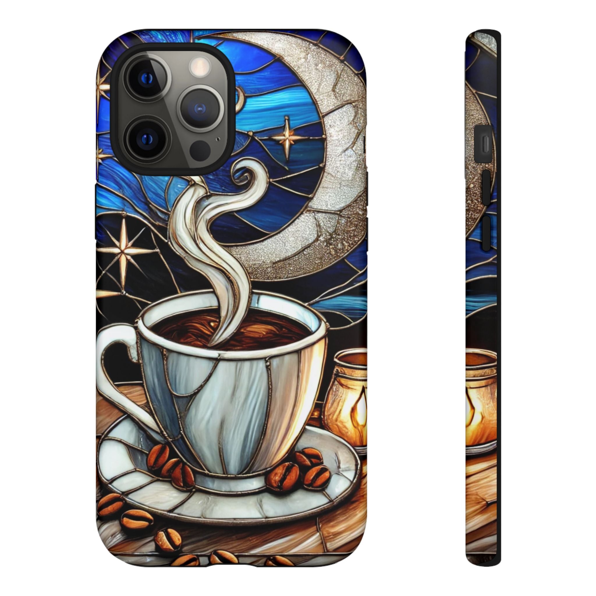 Stained Glass Coffee Phone Case – Cozy Artistic Design for Coffee Lovers