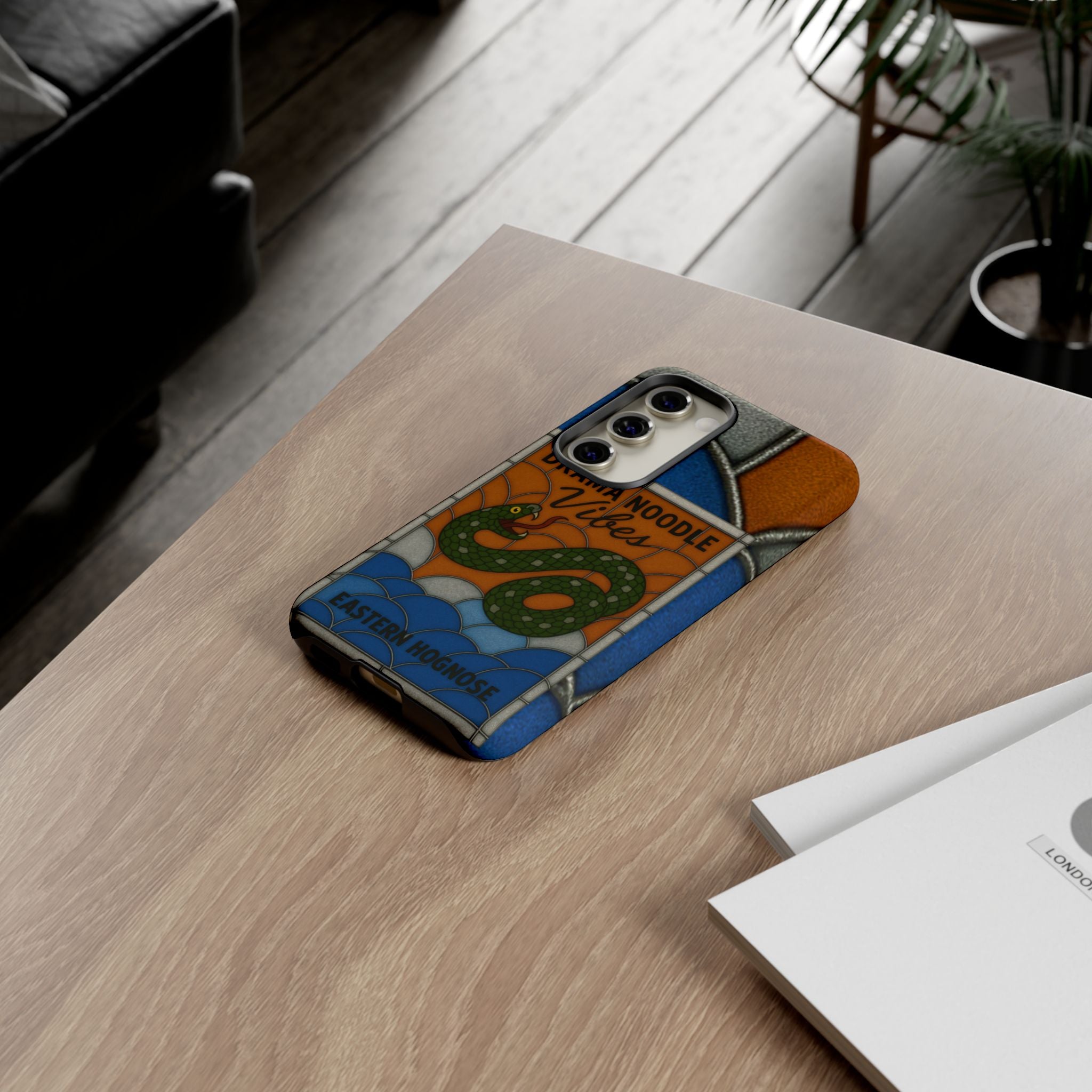 Stained Glass Snake Phone Case – Vibrant Drama Noodle Aesthetic Cover